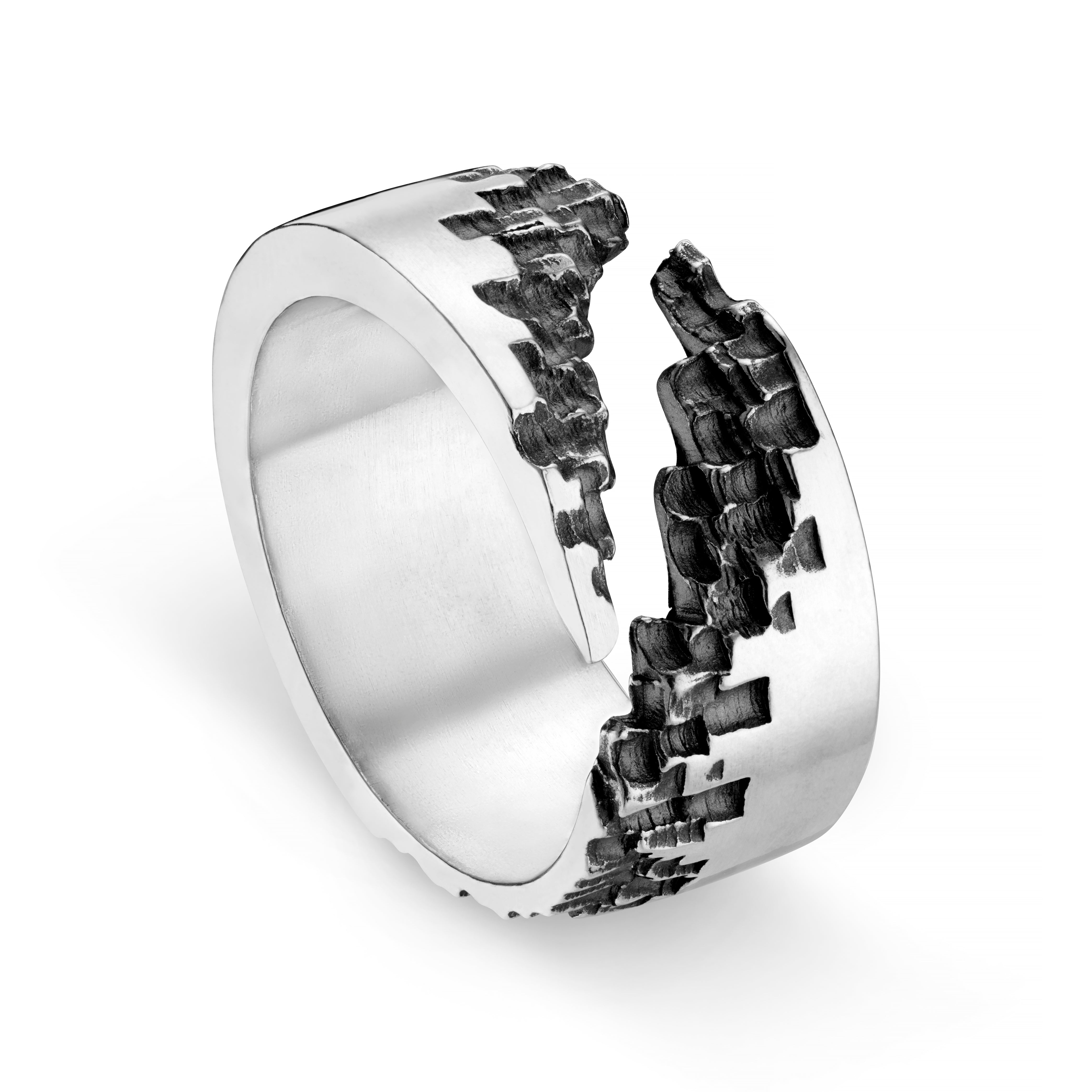 Luna Silver 10mm Diagonal Cut Ring