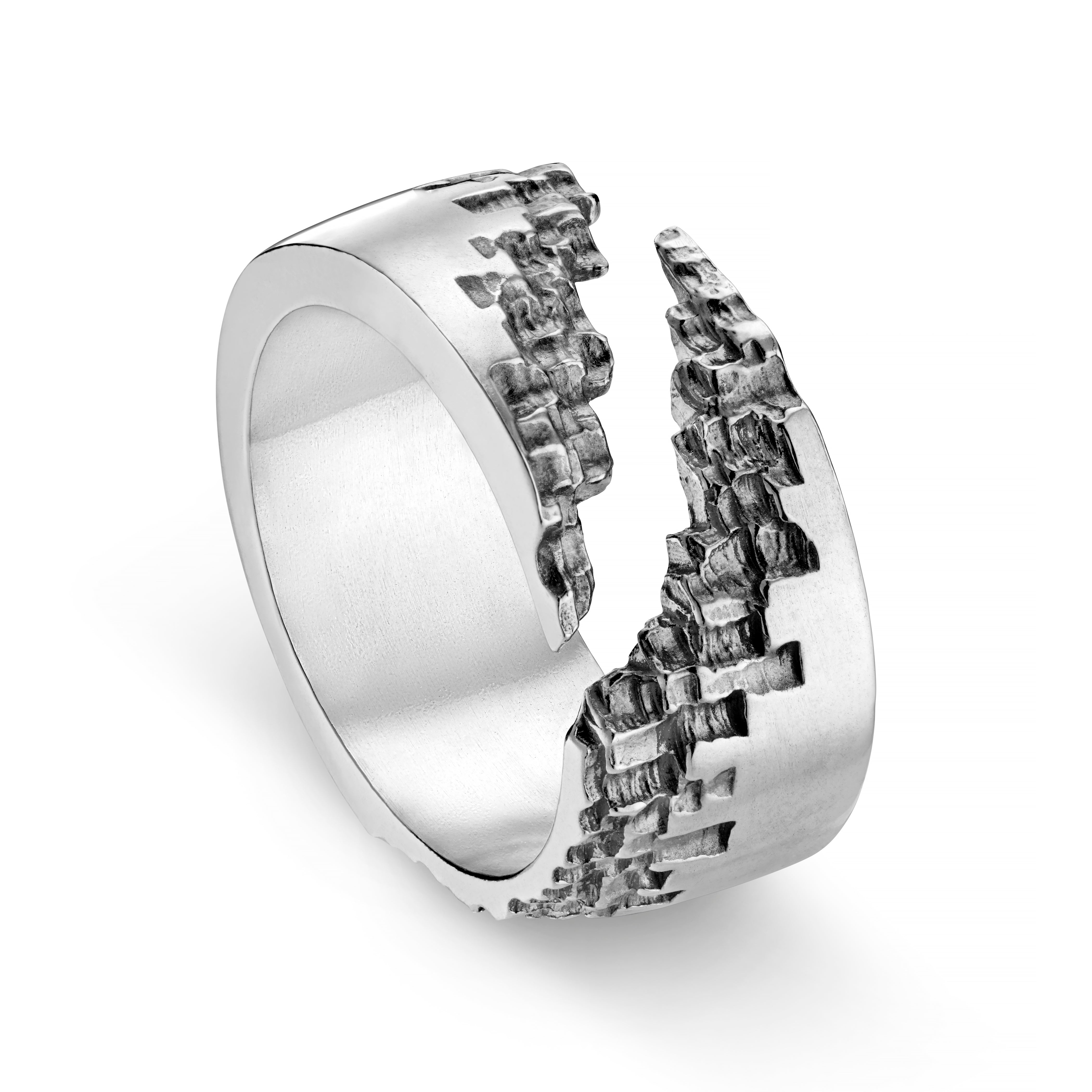 Luna Silver 10mm Diagonal Cut Ring