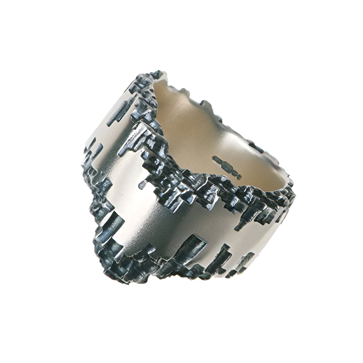 Luna silver wide flat centred Wishbone ring measuring 14mm in width.