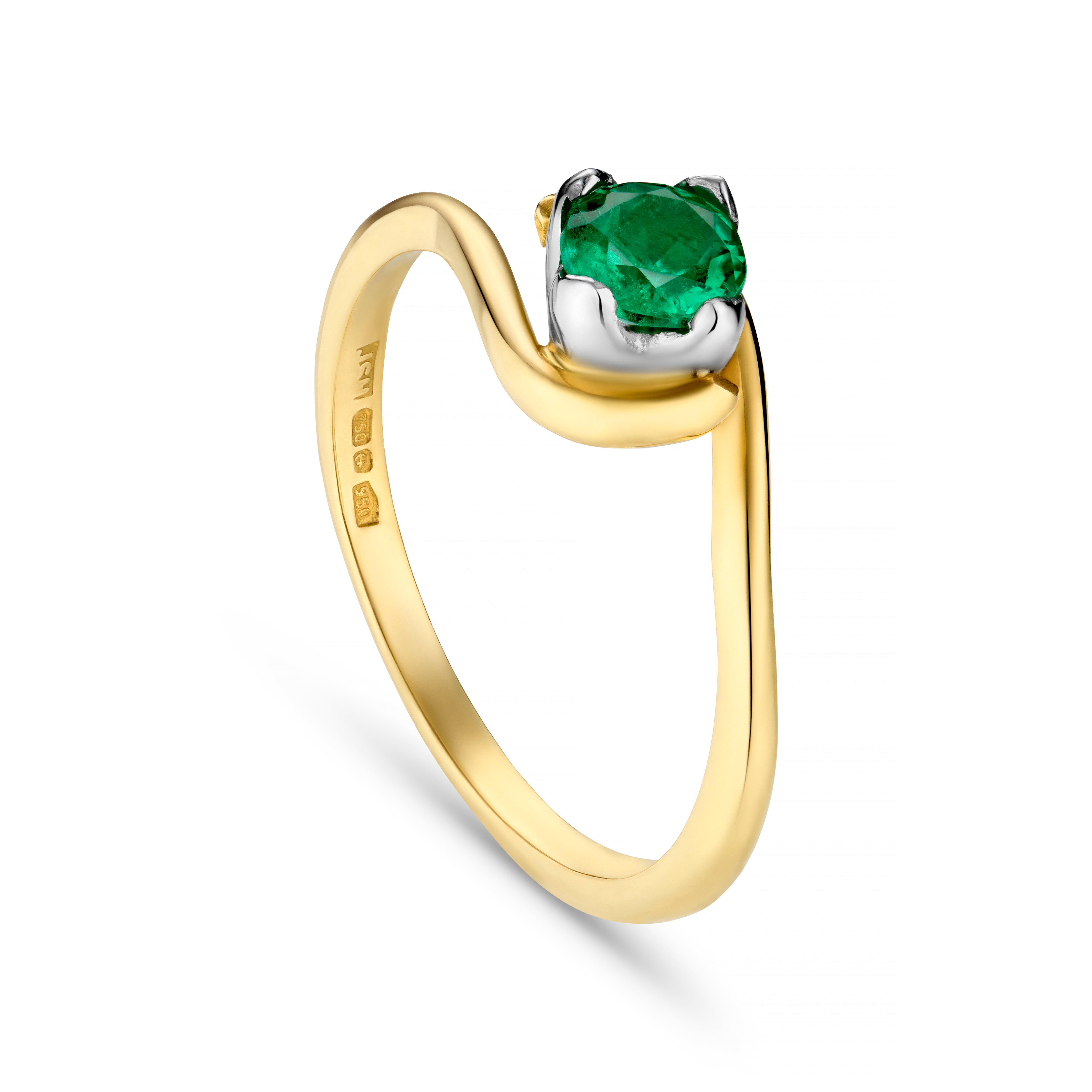 Tulip 18ct Yellow Gold Solitaire with 0.50ct Emerald