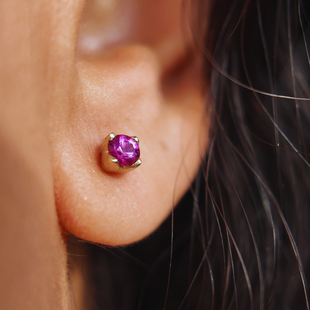 Tulip 18ct Gold Pink Sapphire Earrings