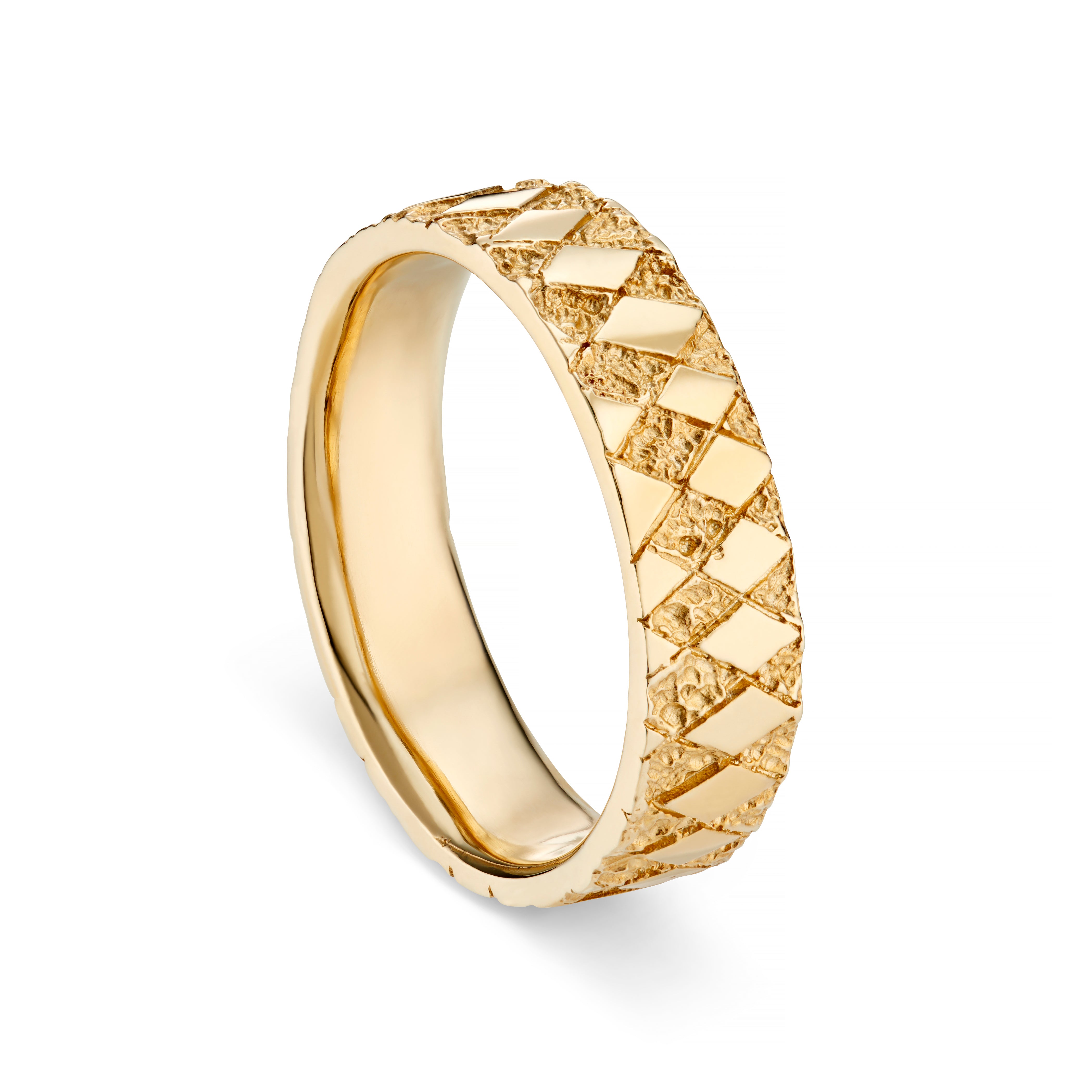 Chequered 9ct Gold Ring