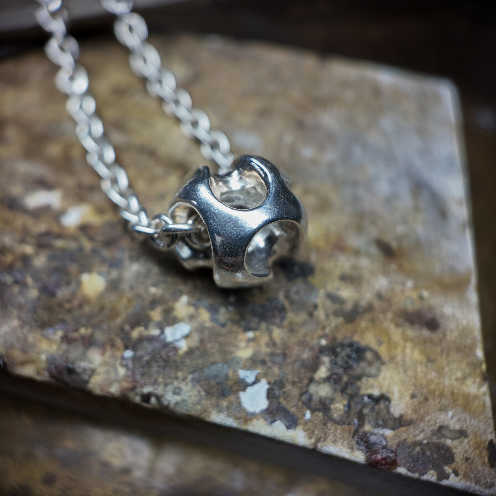 Abstract Silver Ball Necklace