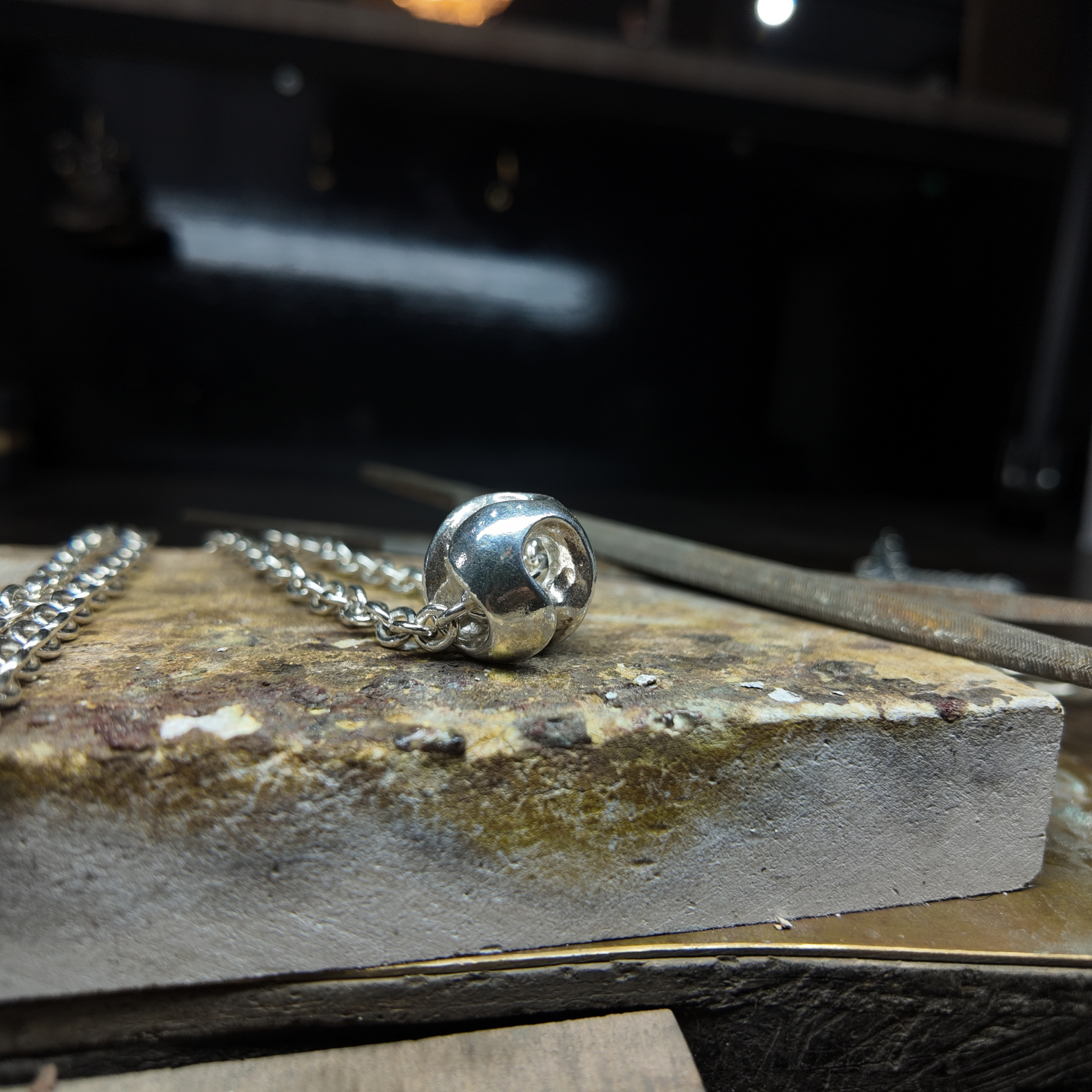 Abstract Silver Ball Necklace