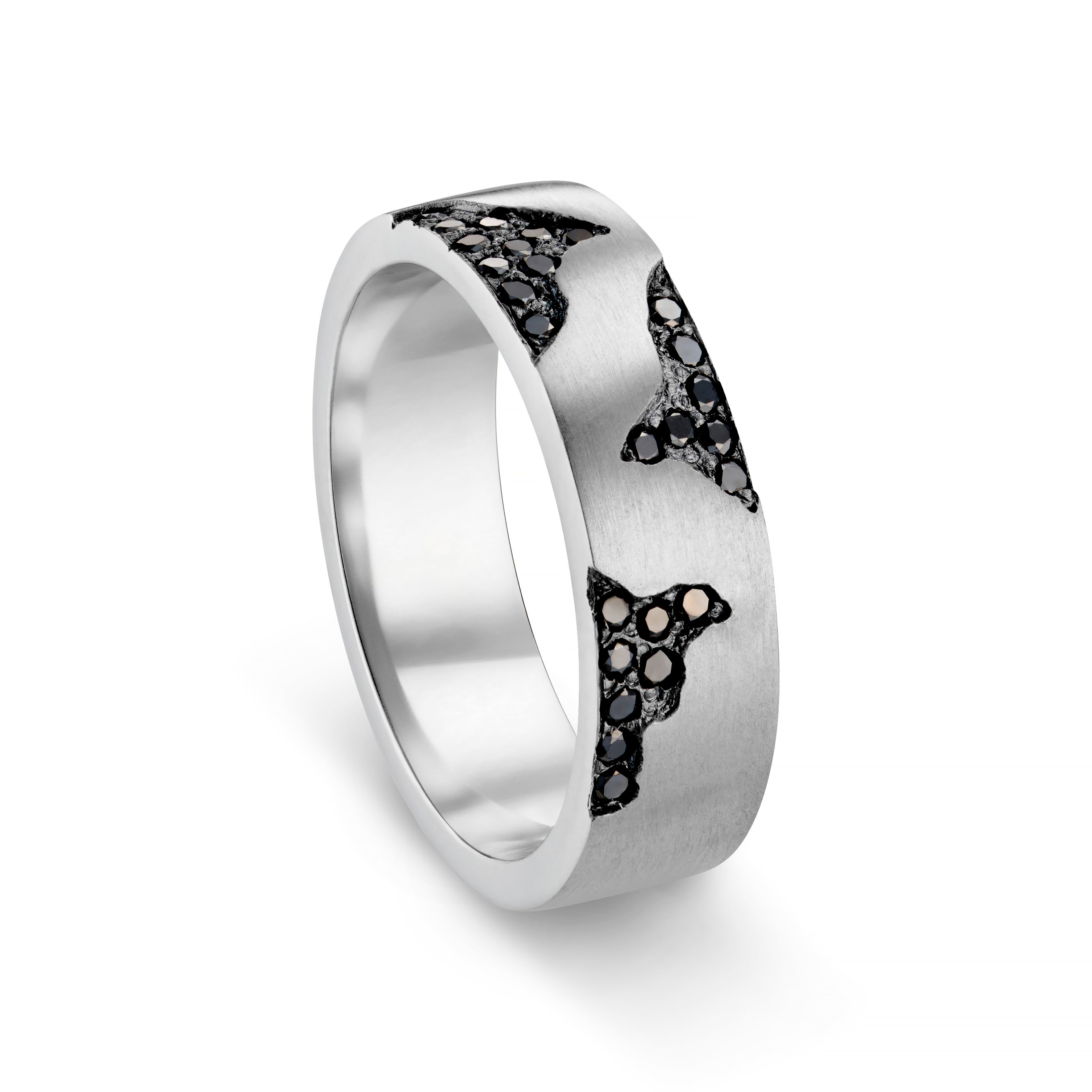 Blitz Platinum 6mm Black Diamond Ring