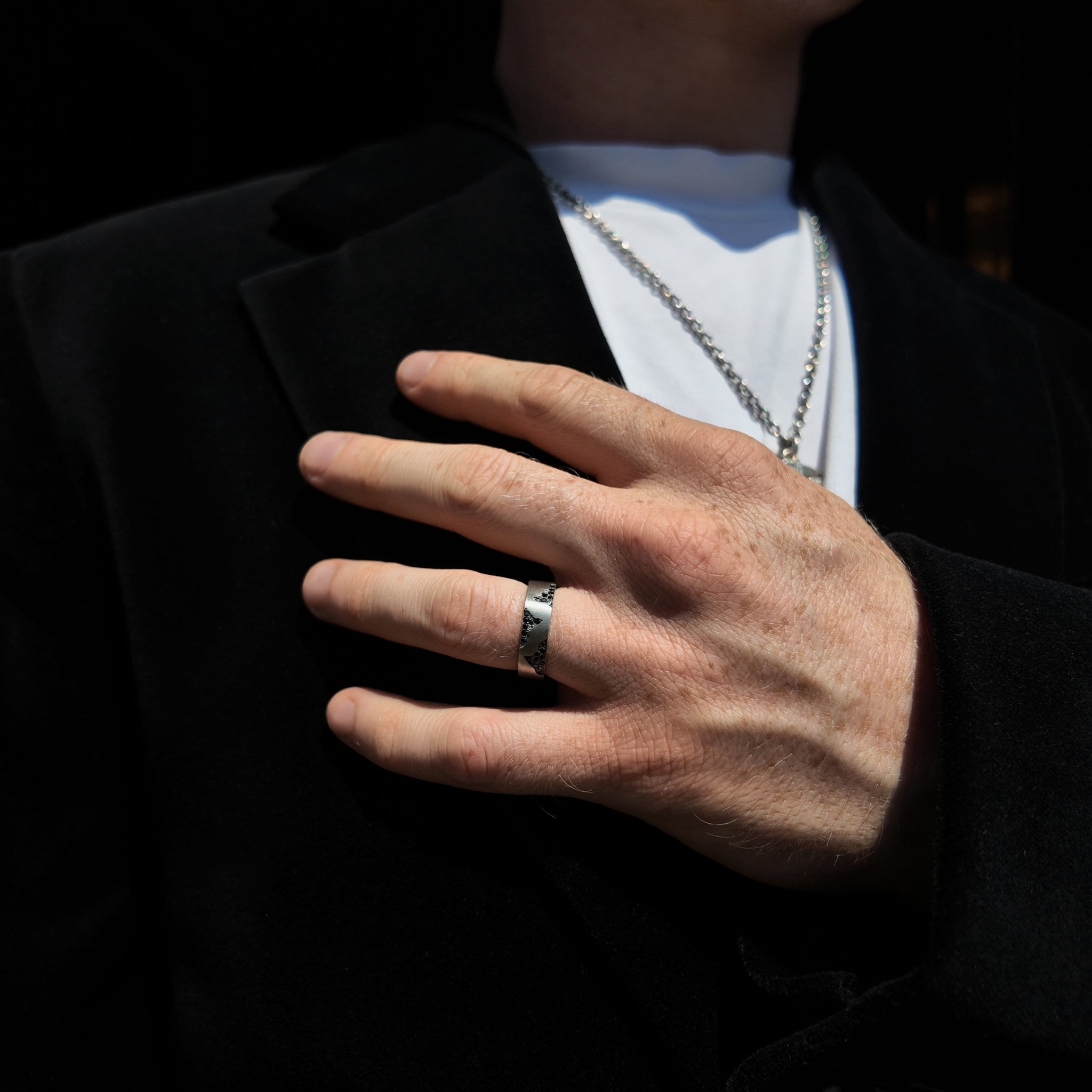 Blitz Platinum 6mm Black Diamond Ring