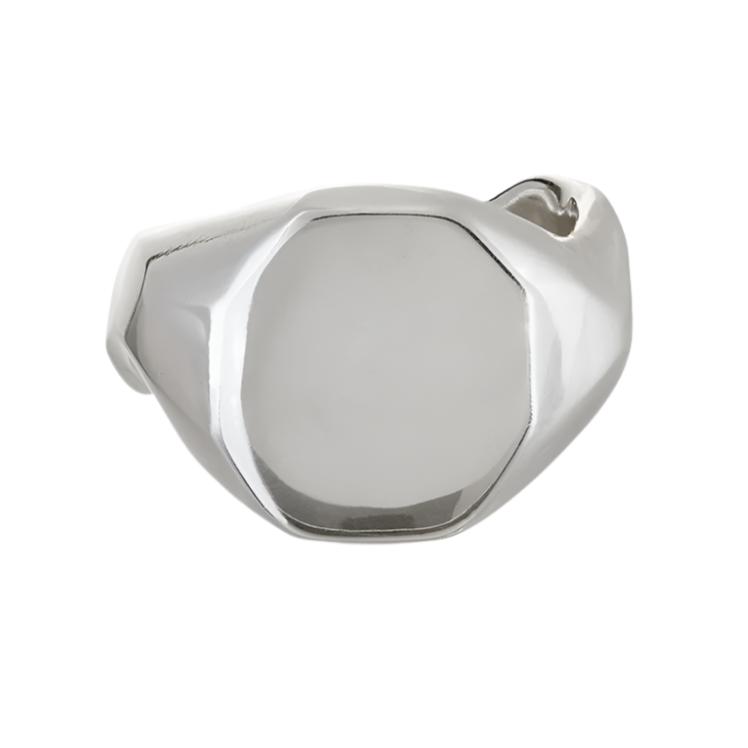 Carved Large Silver Signet Ring