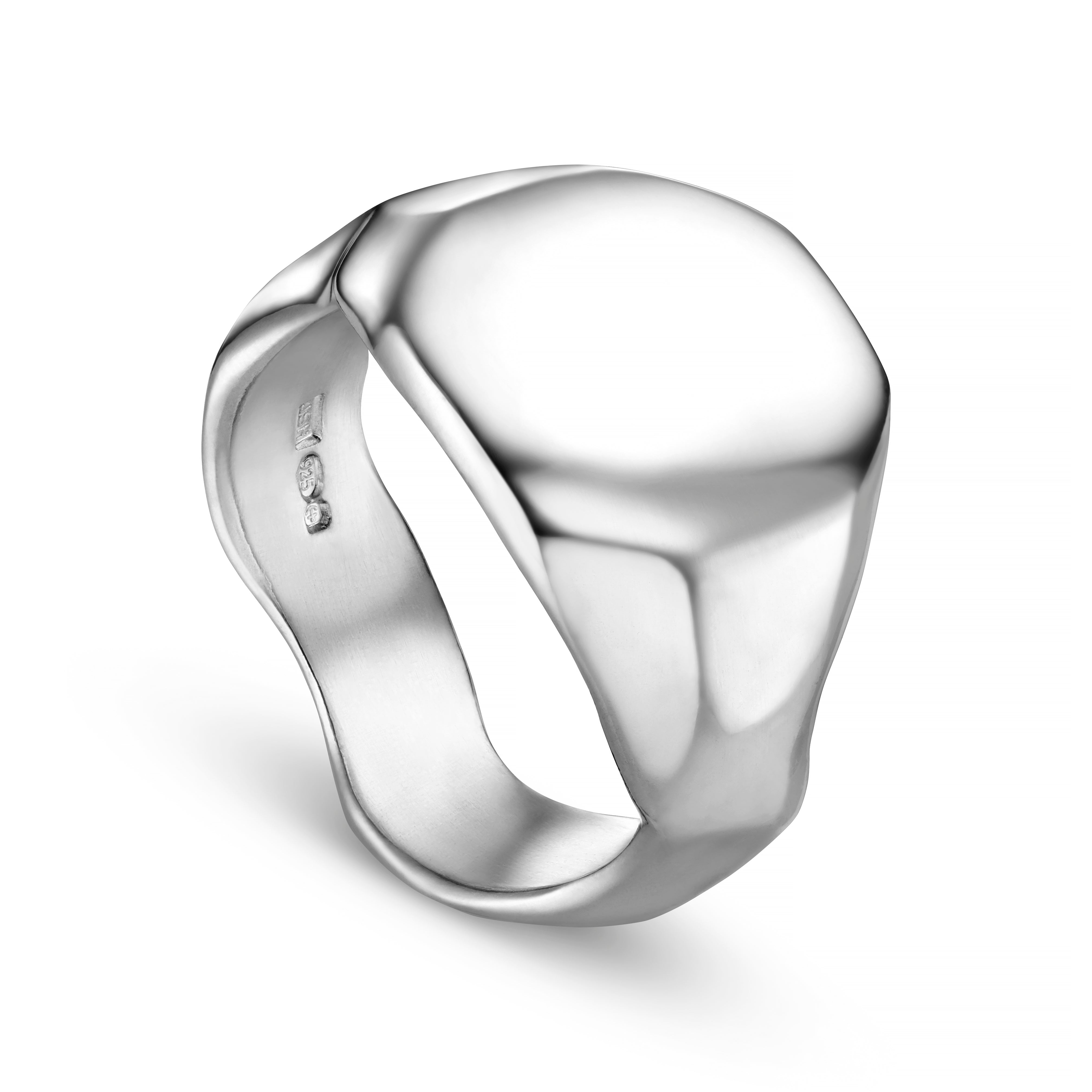 Carved Large Silver Signet Ring