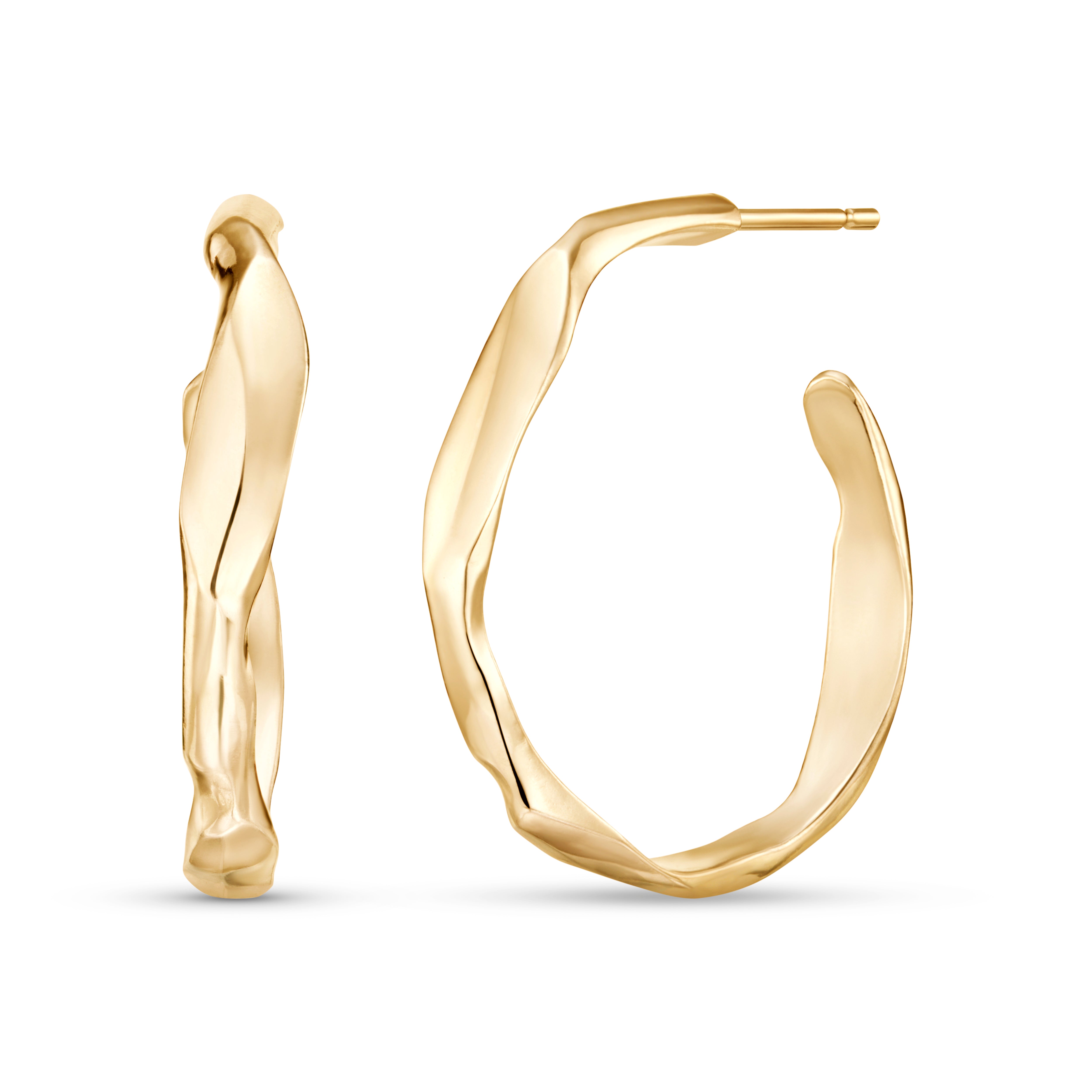 Carved 9ct Gold Medium Hoops