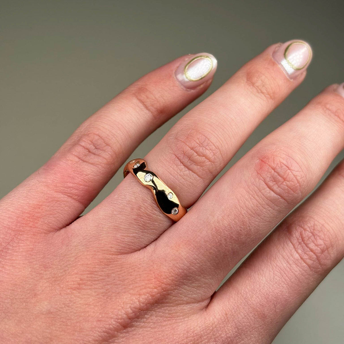 Carved 18ct Rose Gold Diamond Eternity Ring