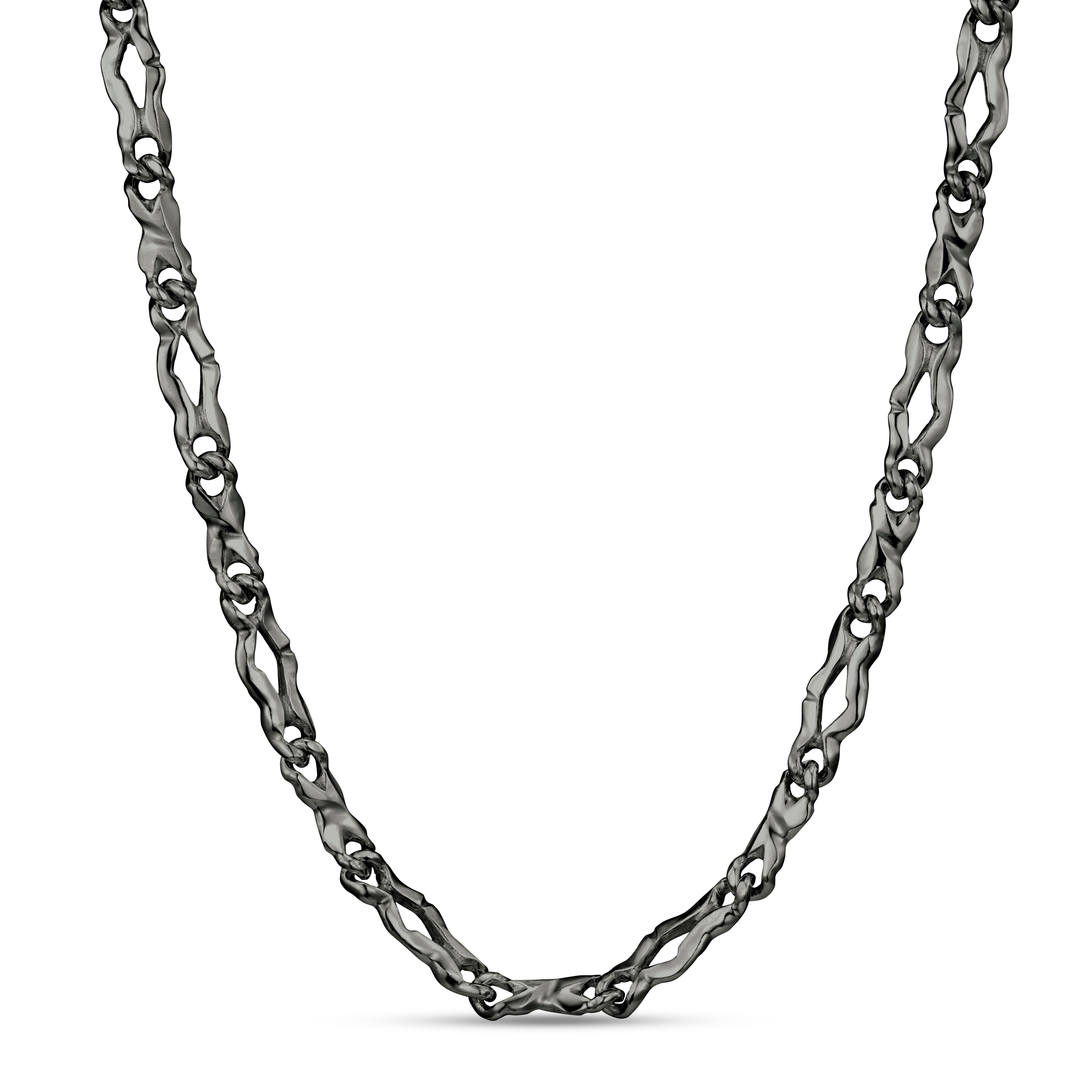 Carved Silver Twin Link Necklace