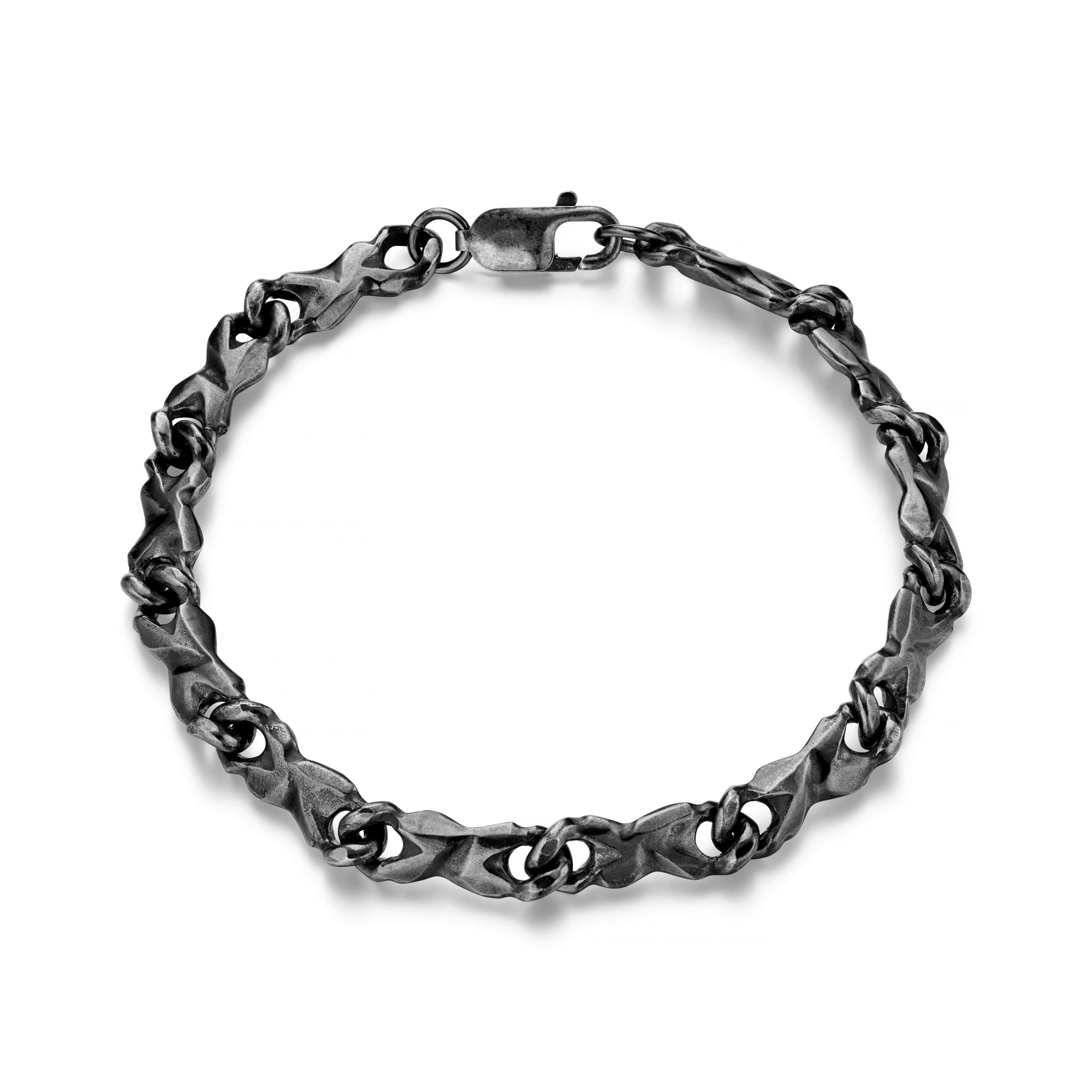 Carved Silver Short Link Bracelet