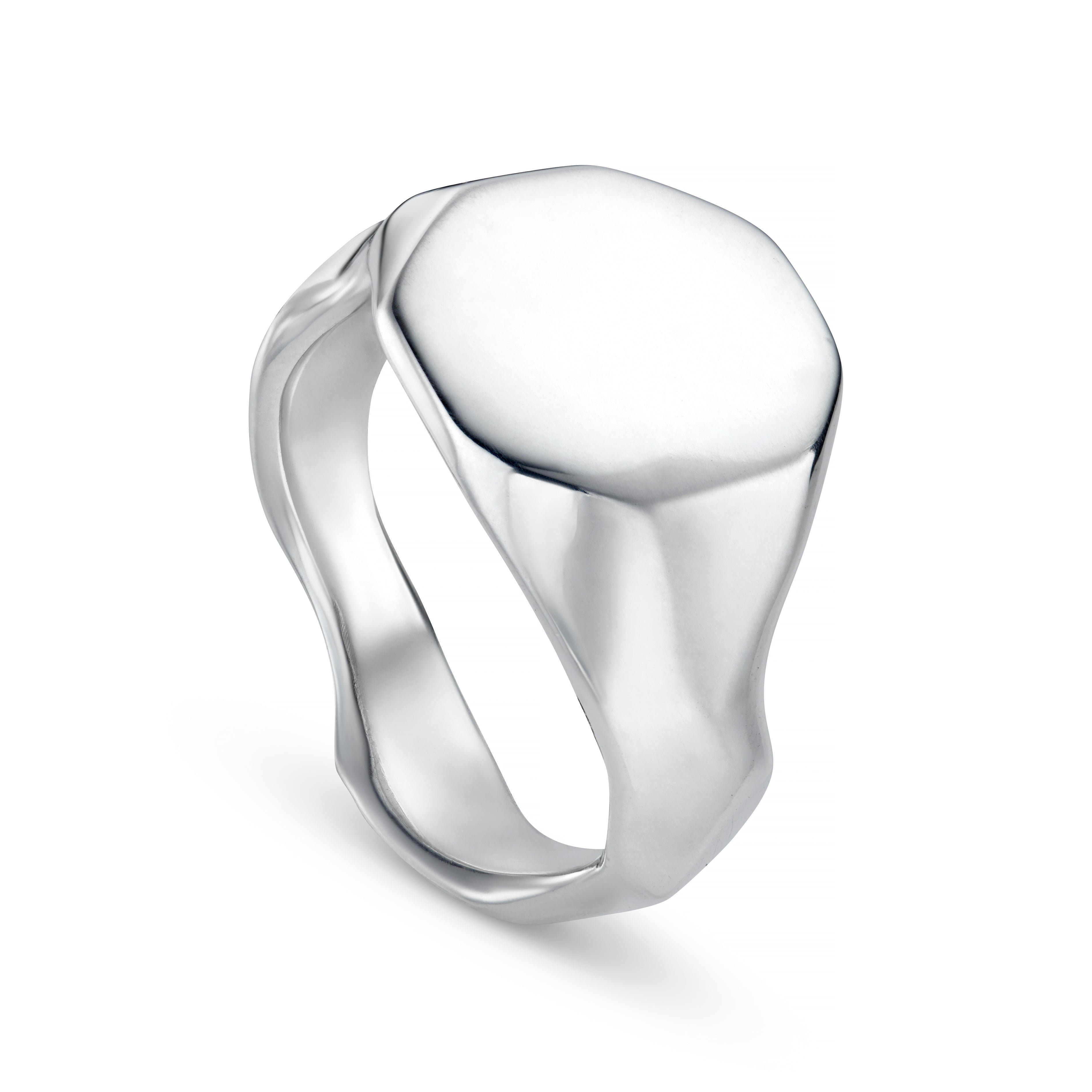 Carved Small Silver Signet Ring