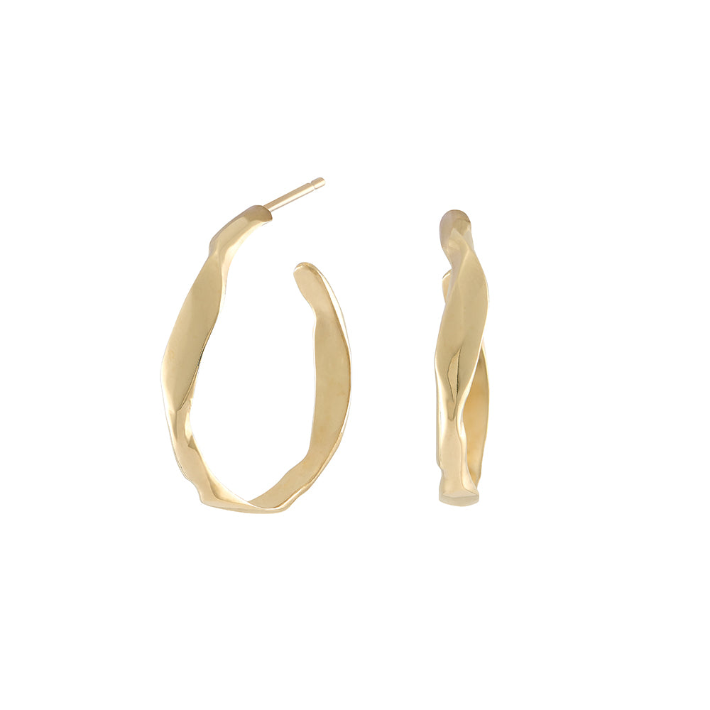 Carved 9ct Gold Medium Hoops