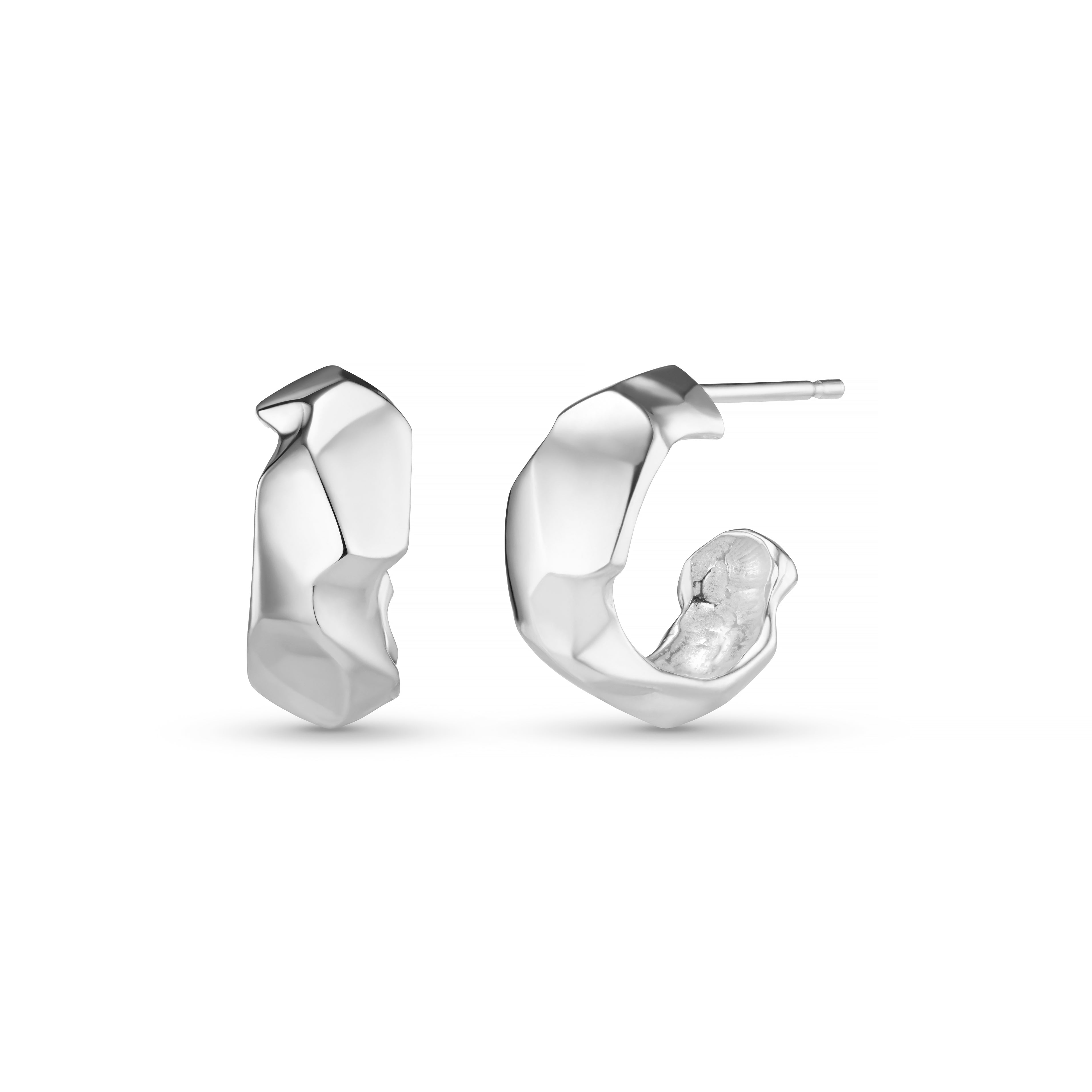 Carved Silver Wide Hoops