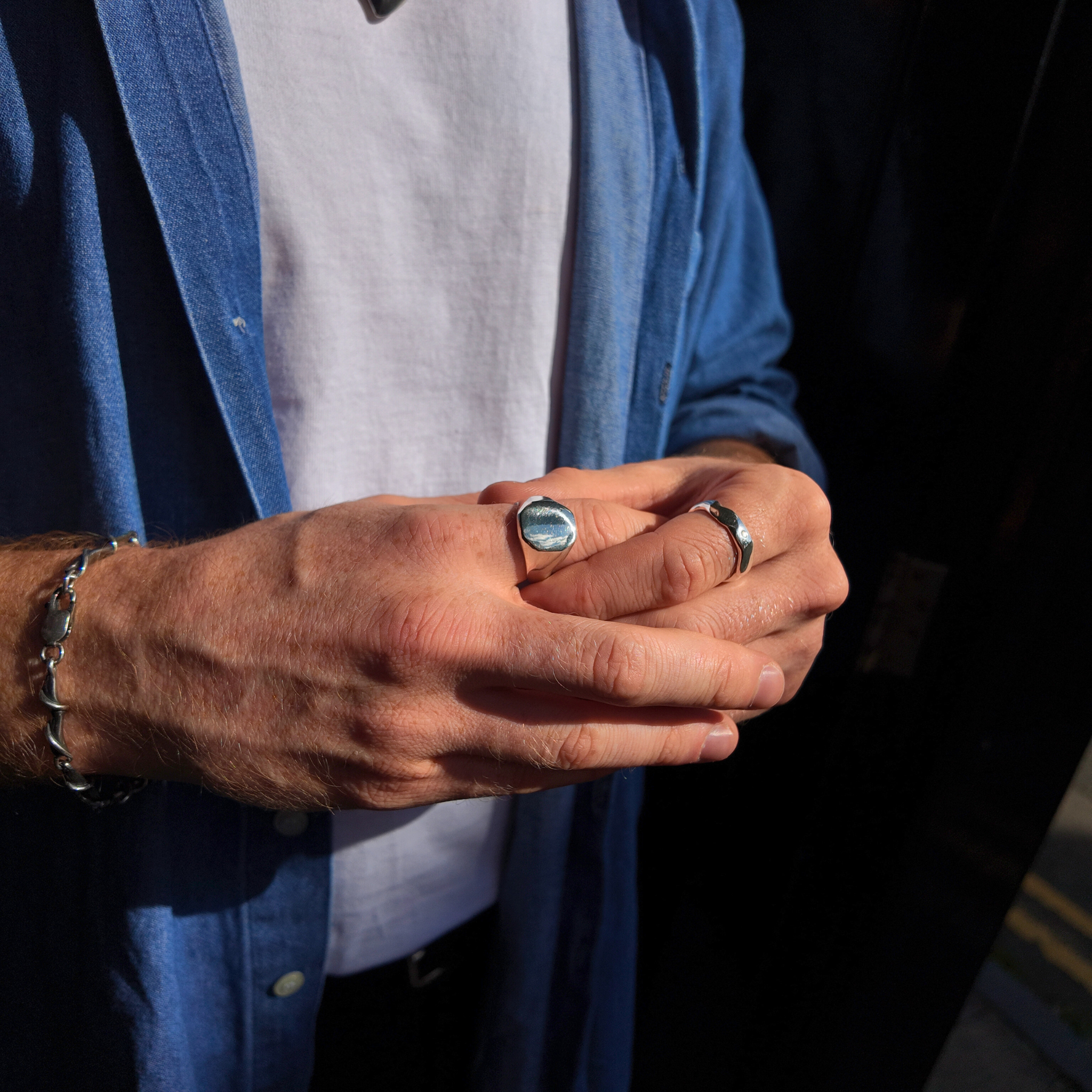 Carved Large Silver Signet Ring