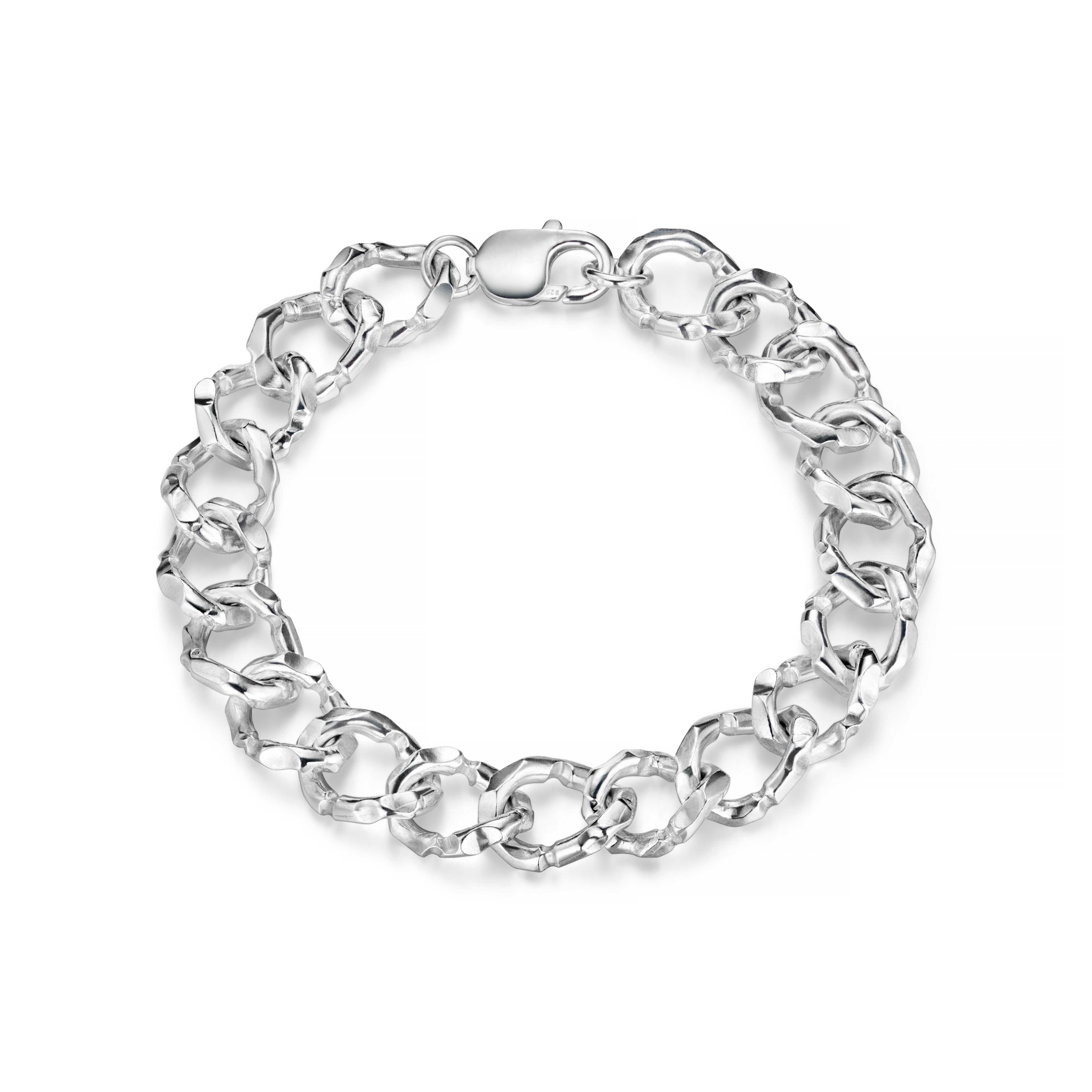 Carved Silver Medium Link Bracelet