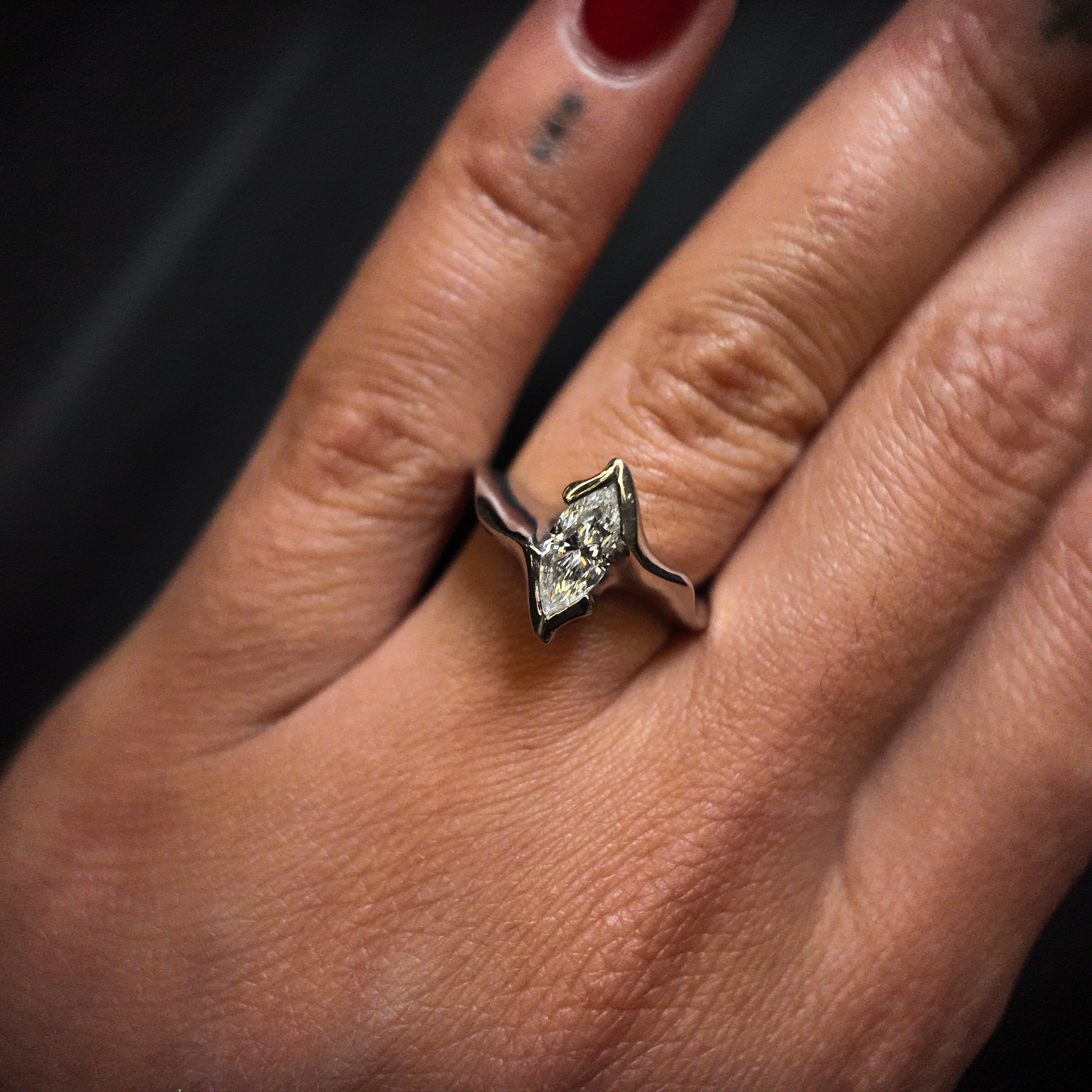Electra Silver Marquise Gemstone Ring