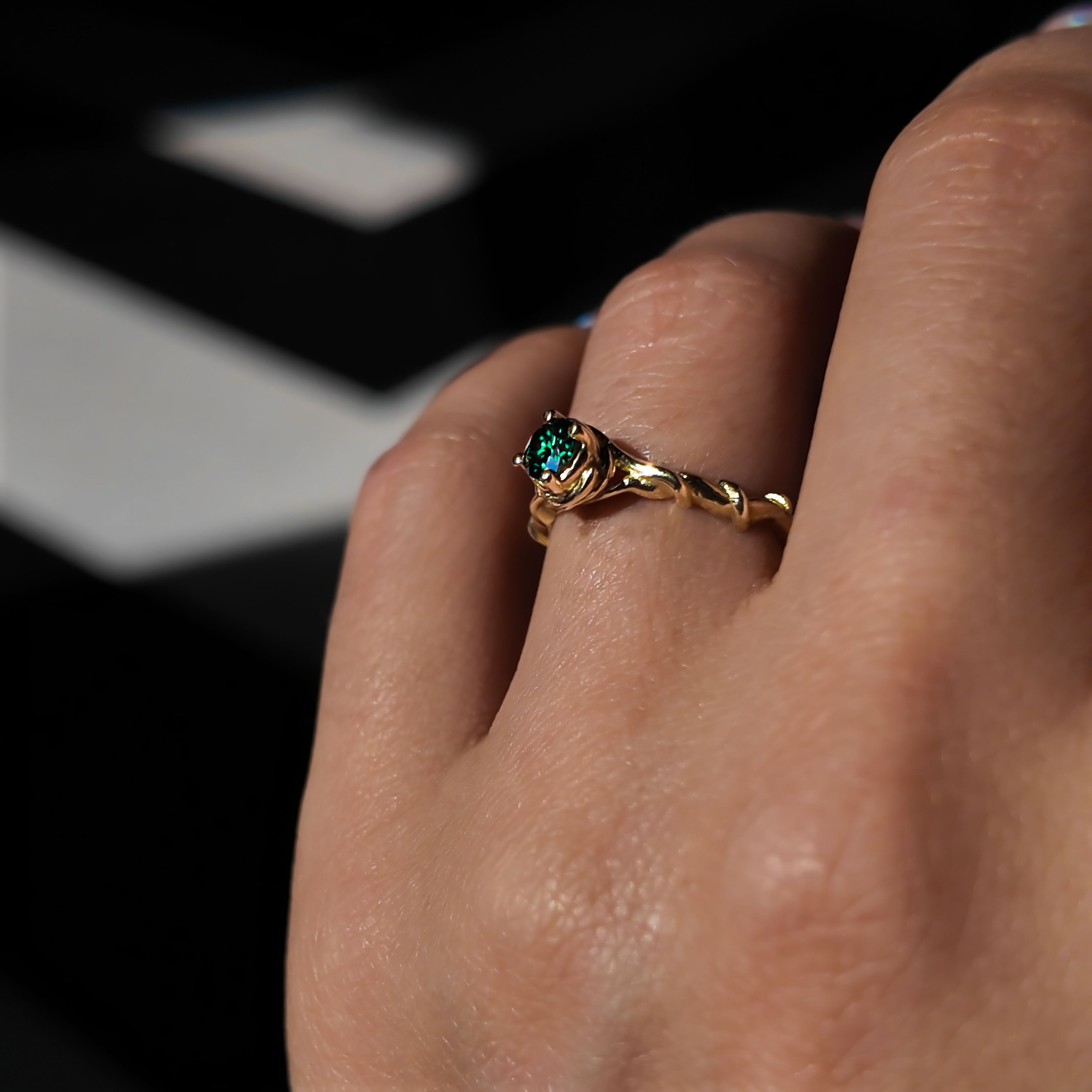 Entwine 18ct Yellow Gold 0.40ct Green Diamond Solitaire