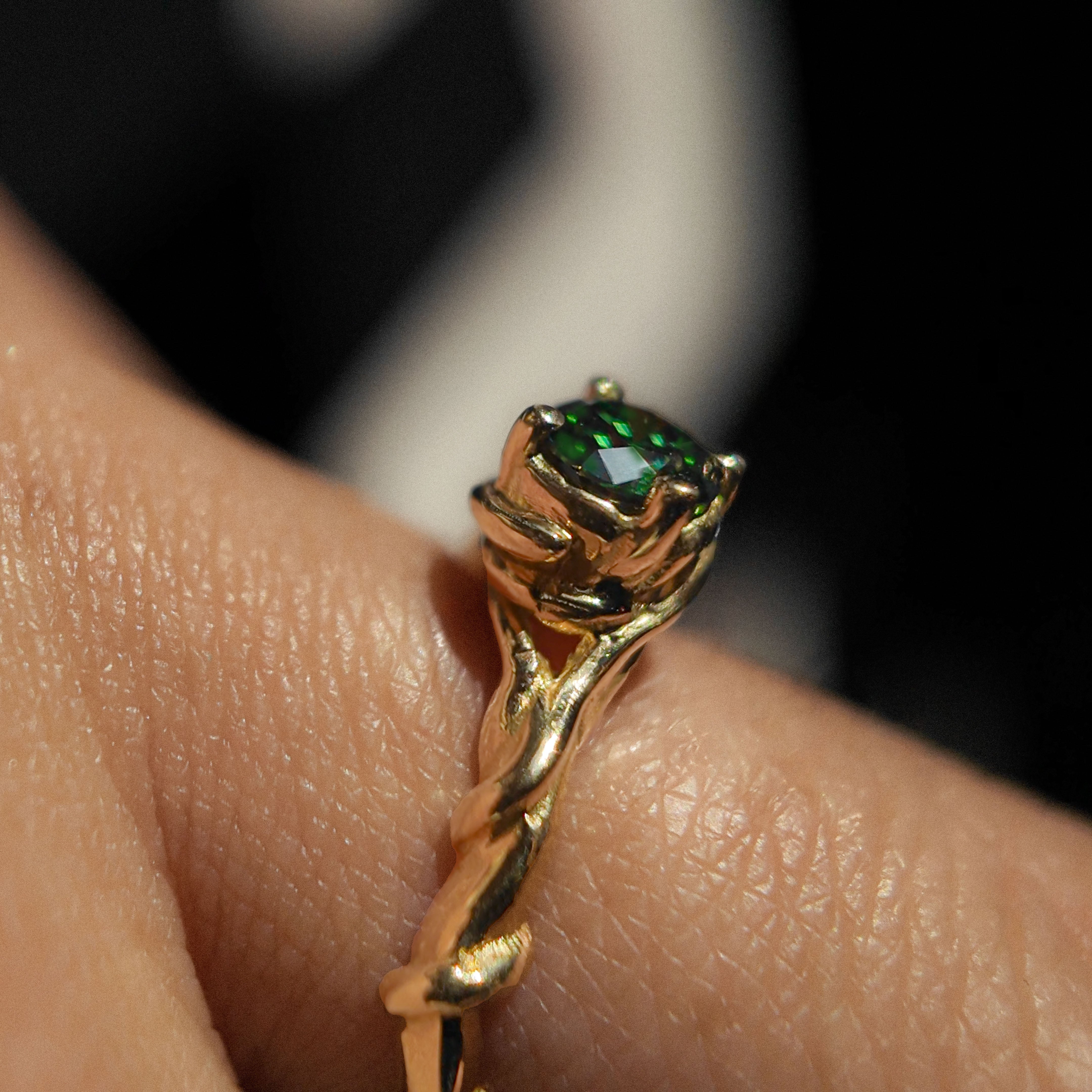Entwine 18ct Yellow Gold 0.40ct Green Diamond Solitaire