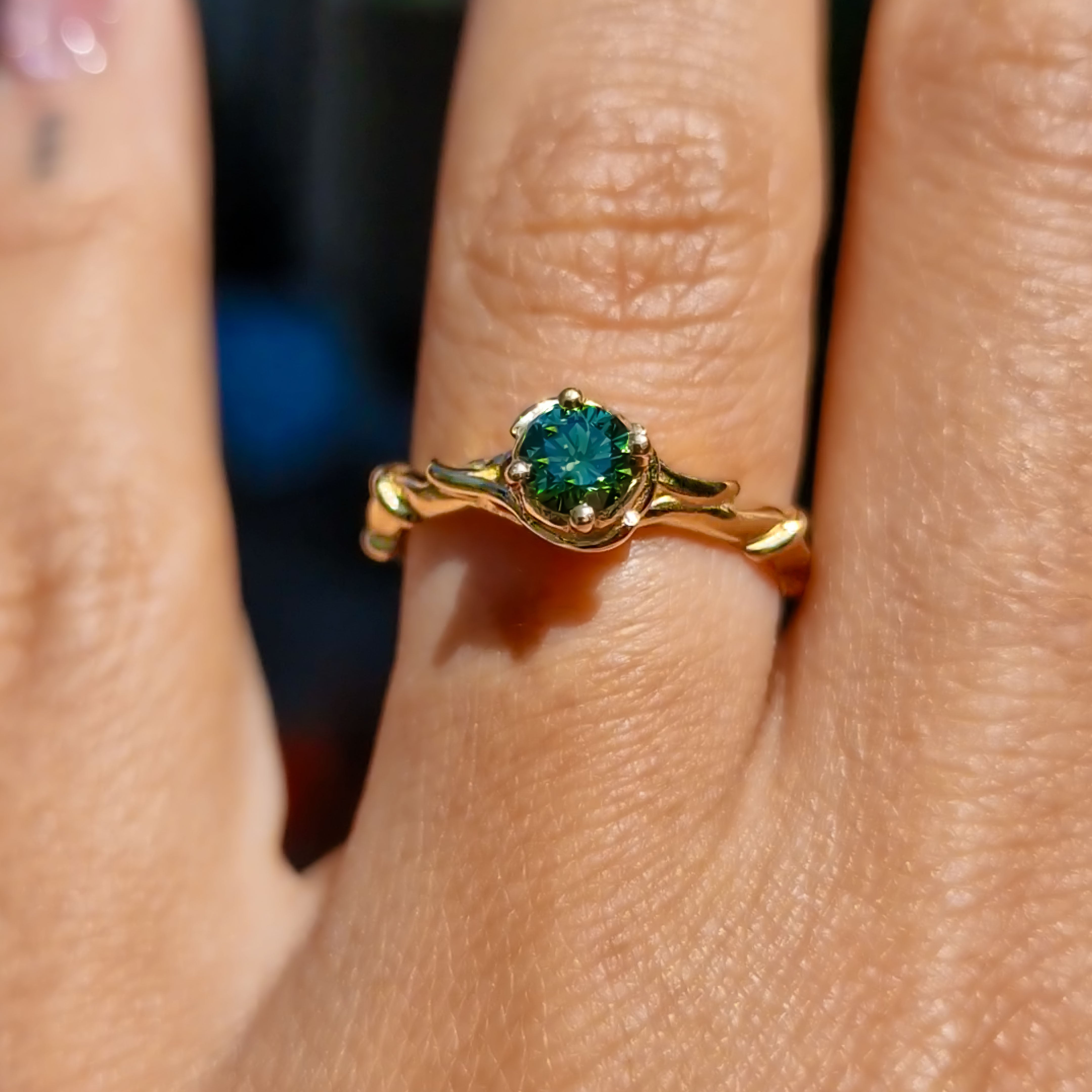 Entwine 18ct Yellow Gold 0.40ct Green Diamond Solitaire