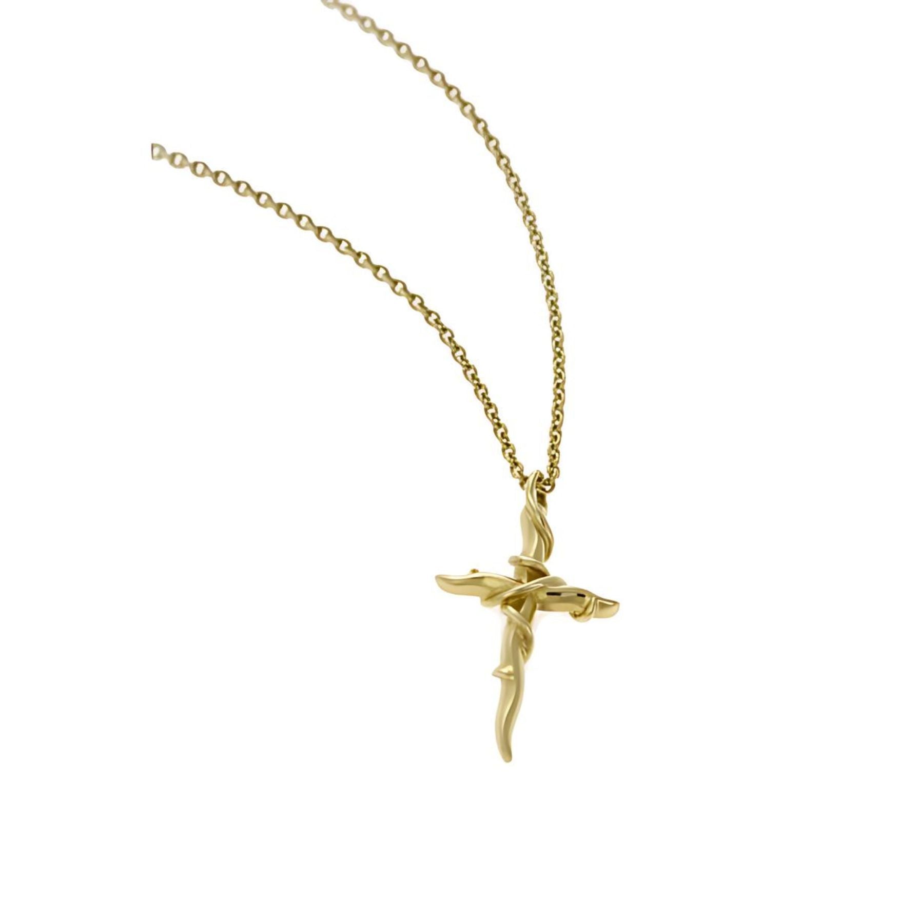 Entwine 9ct Yellow Gold Cross Necklace Jeremy Hoye Jewellery