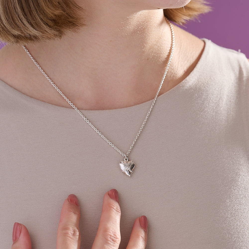 Entwine Silver Heart Charm Necklace