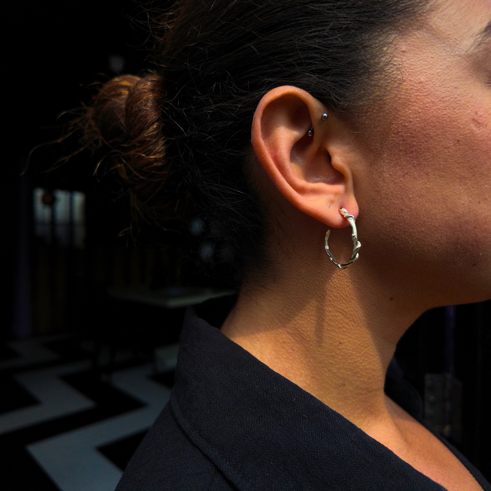 Entwine Medium Silver Hoops