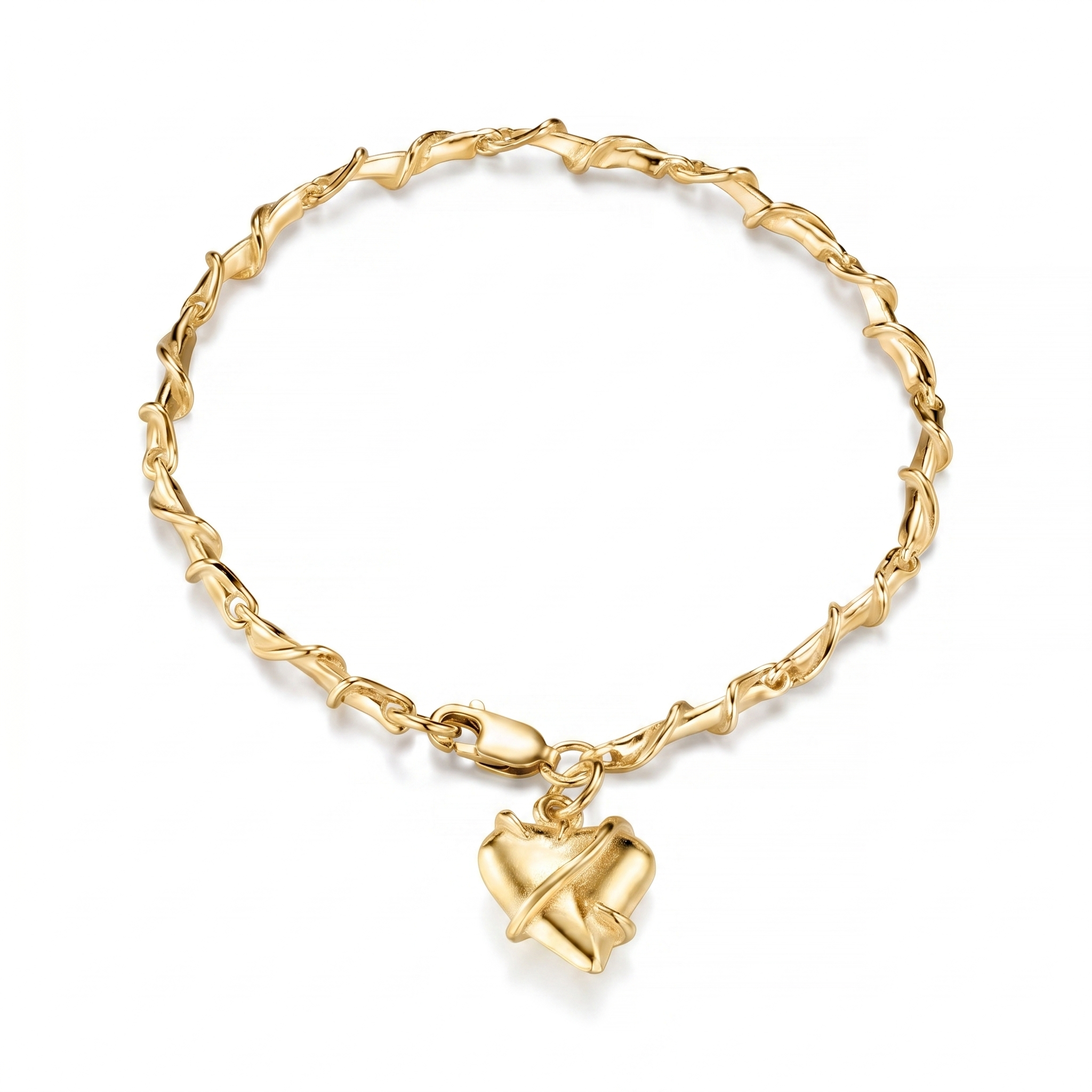 Entwine 9ct Yellow Gold Heart Link Bracelet
