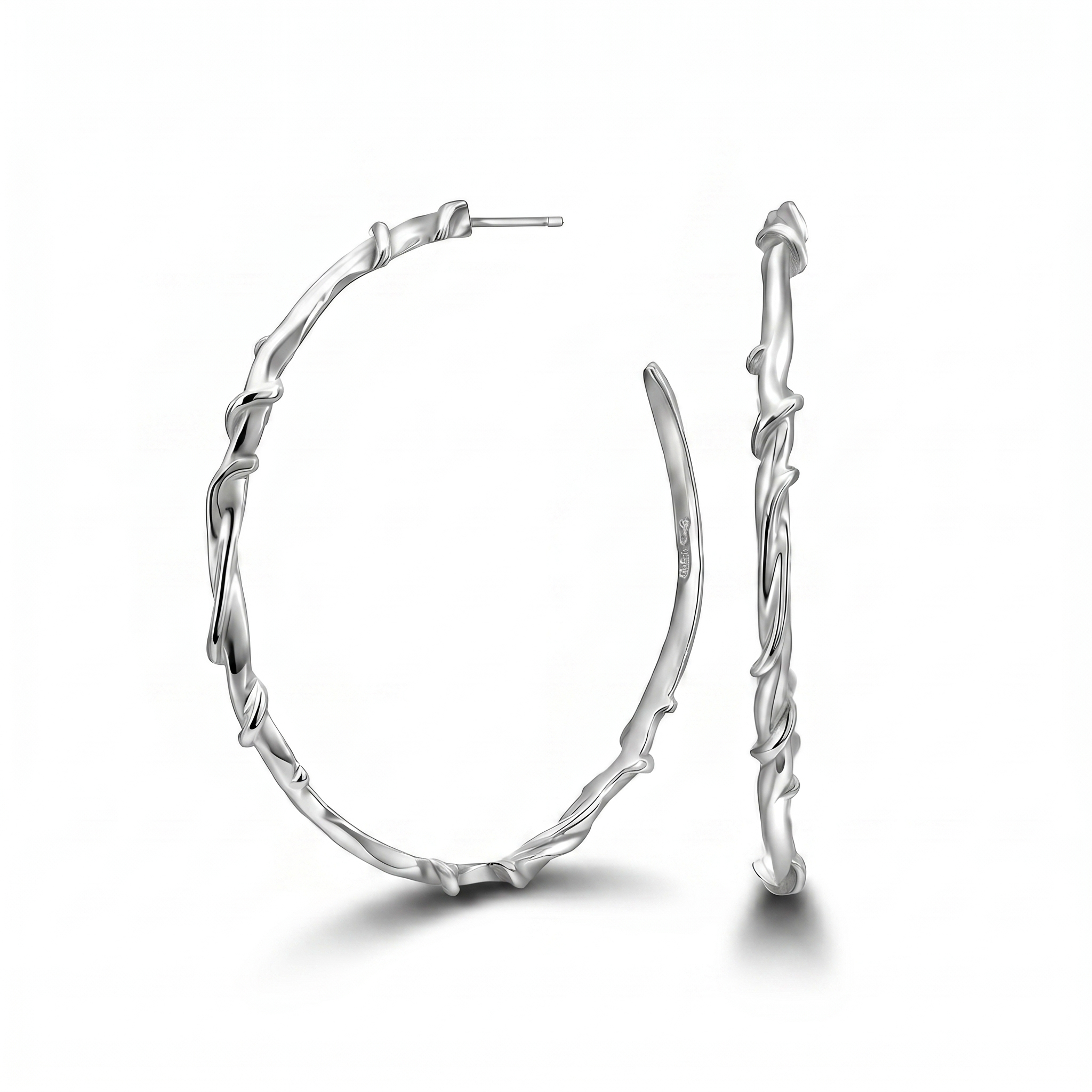 Entwine Silver Large Hoops