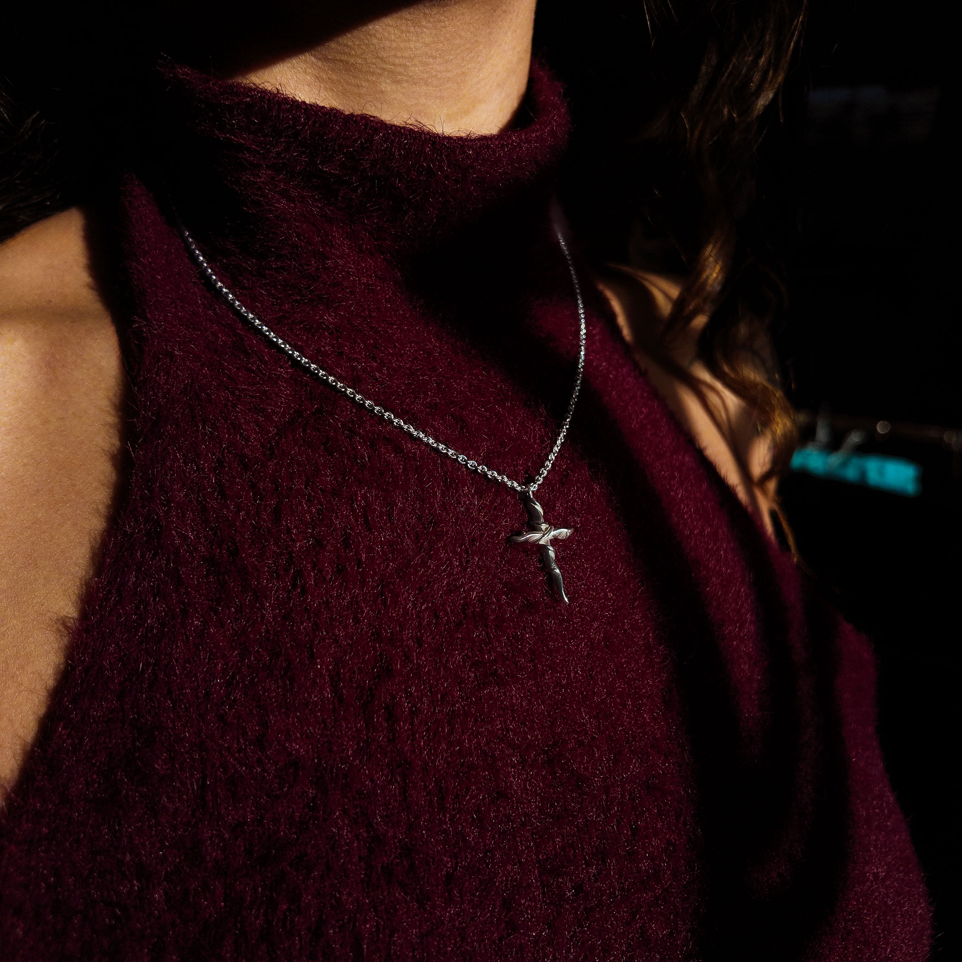 Entwine Silver Small Cross Necklace