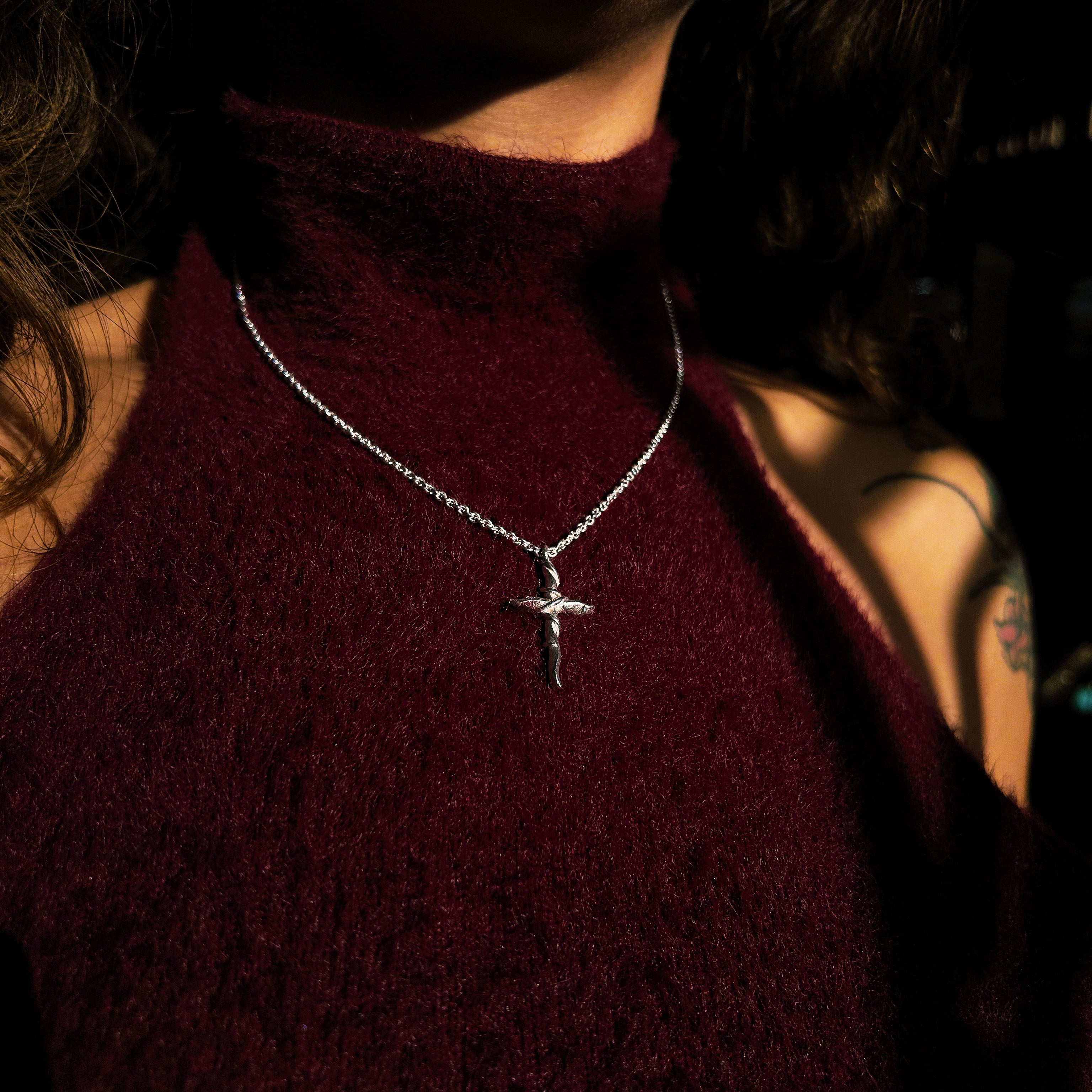 Entwine Silver Small Cross Necklace