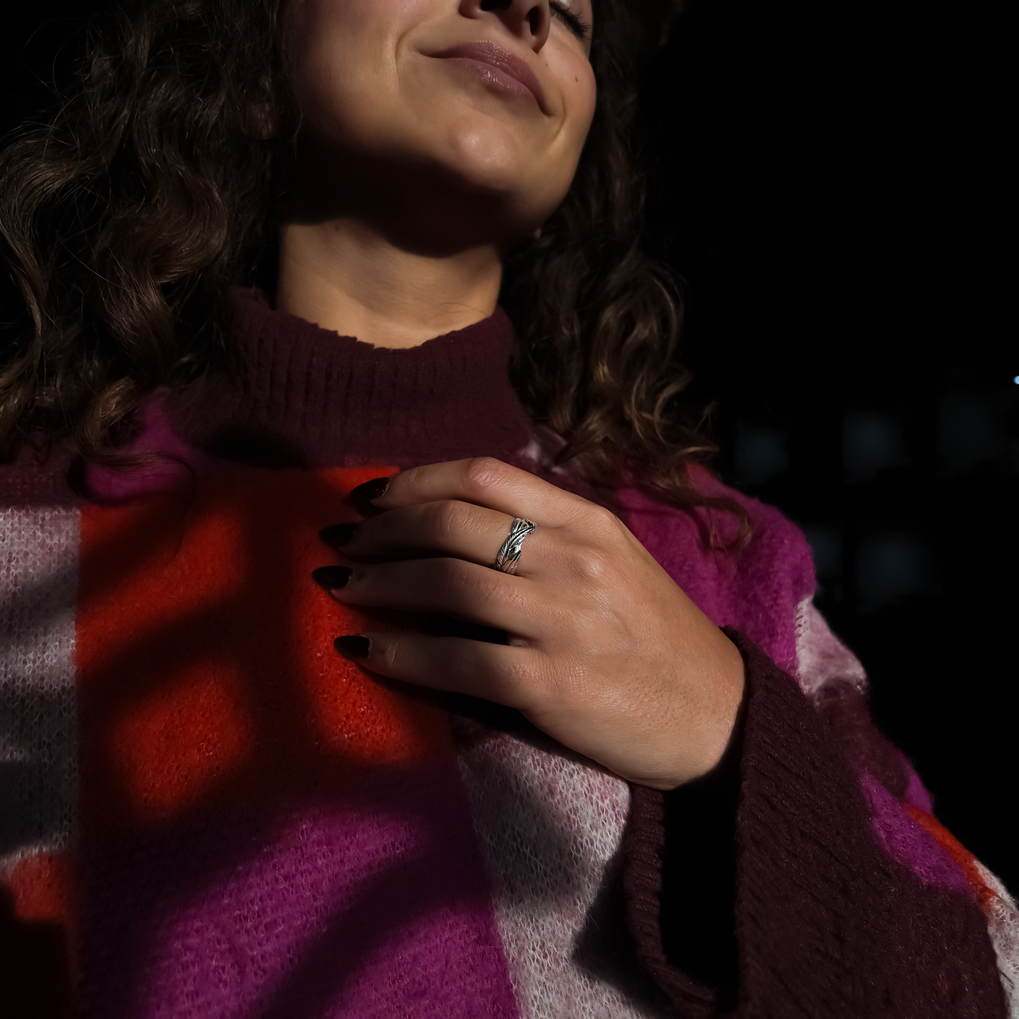 Feather Silver Crossover Ring