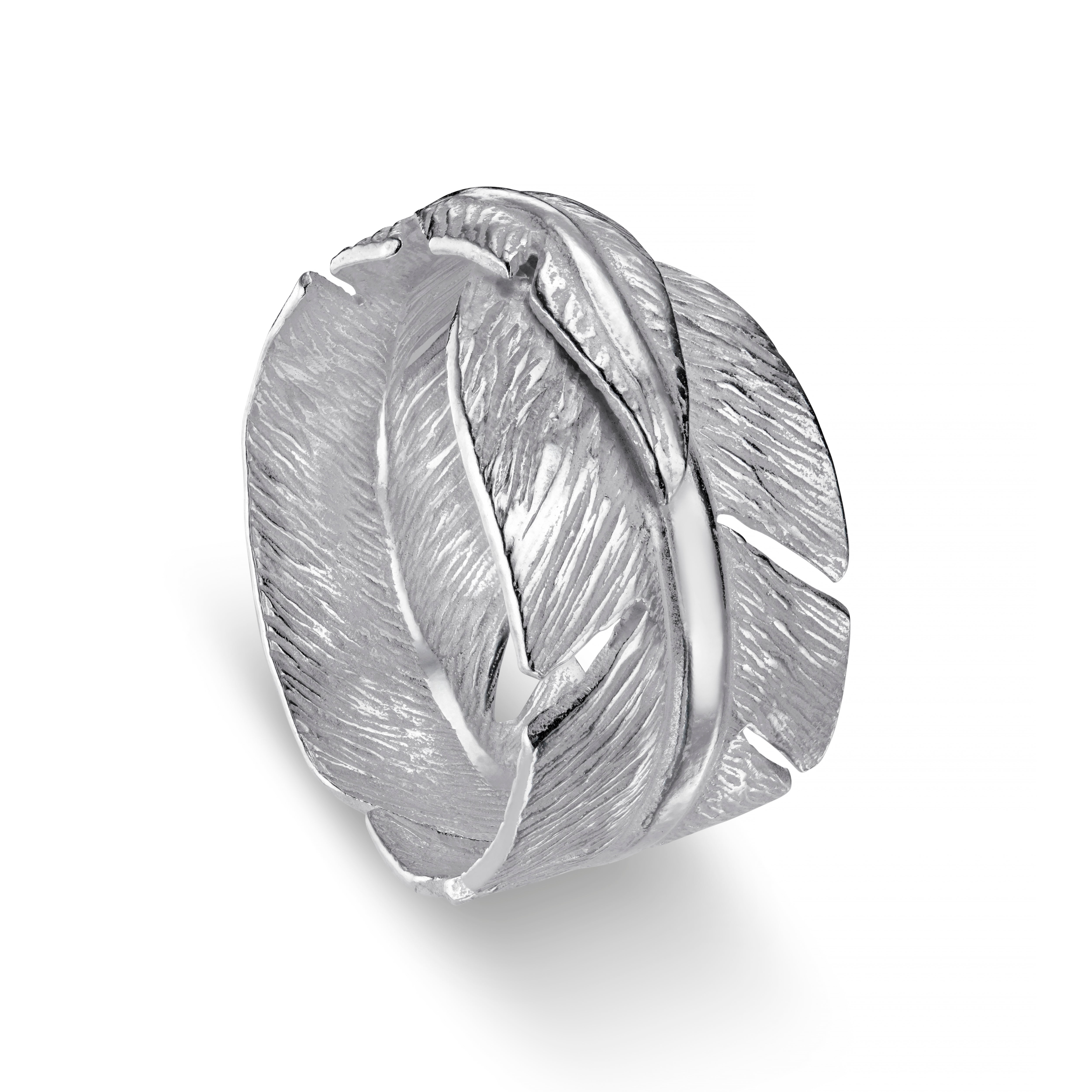Feathers Silver Wide Ring