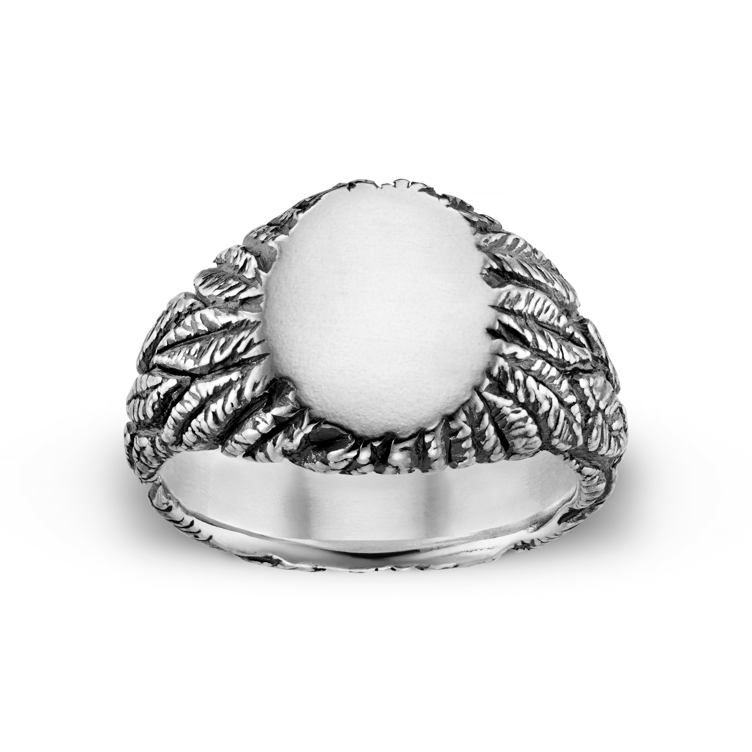 Feather Small Silver Signet Ring