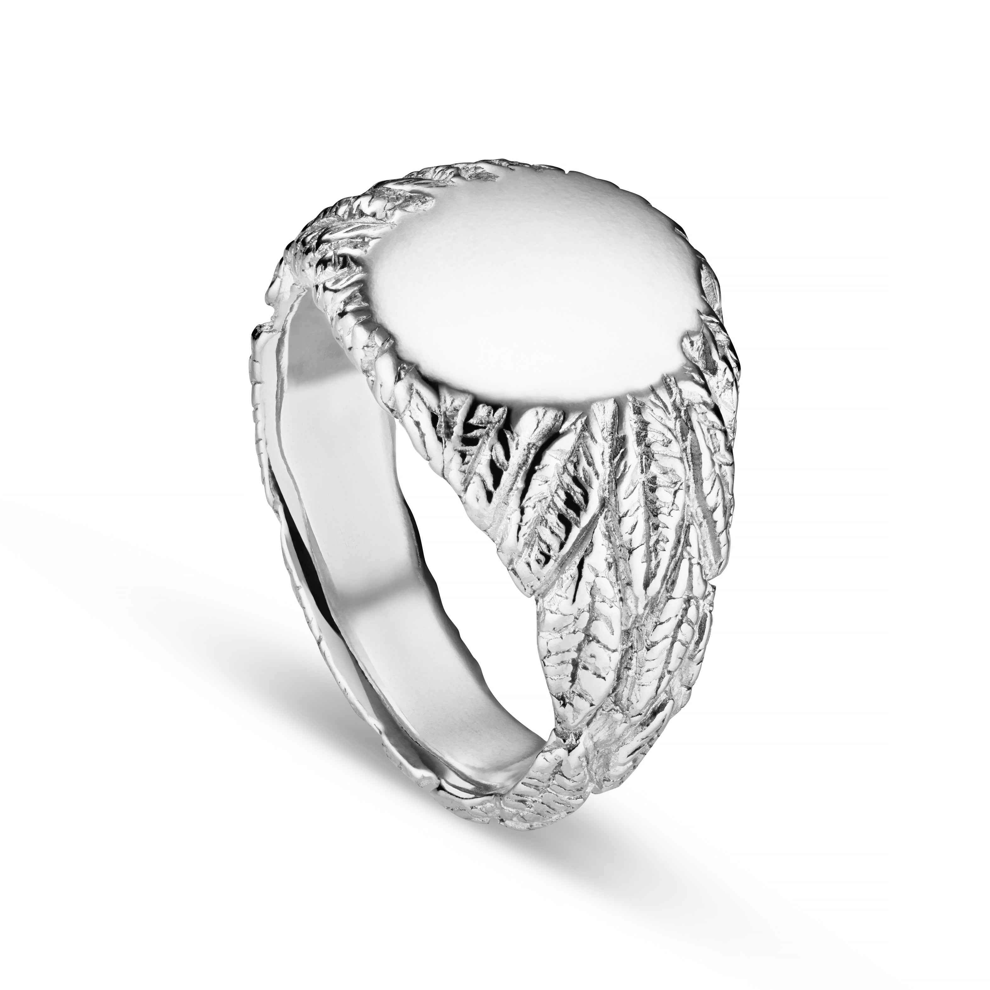 Feather Small Silver Signet Ring