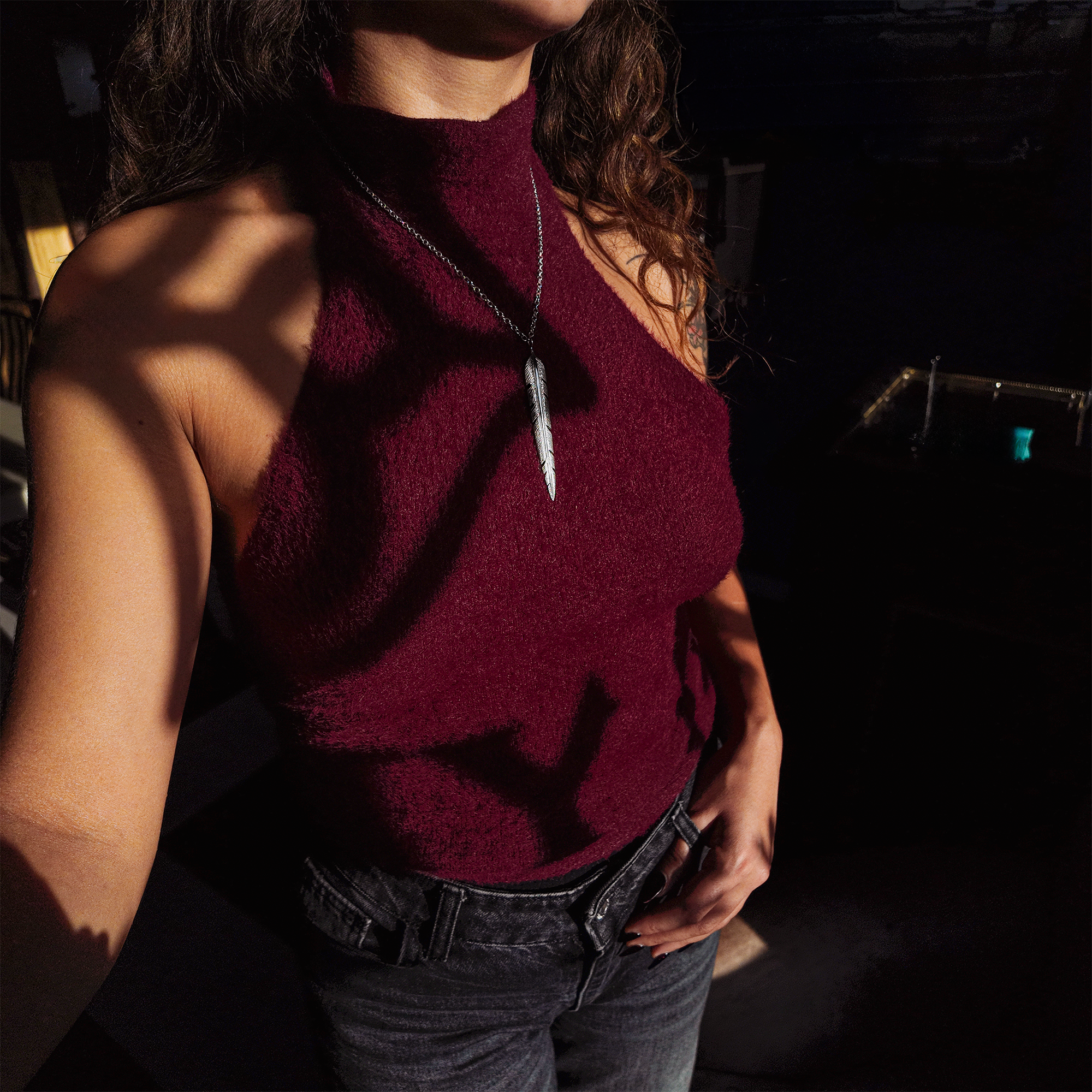 Feather Large Silver Necklace