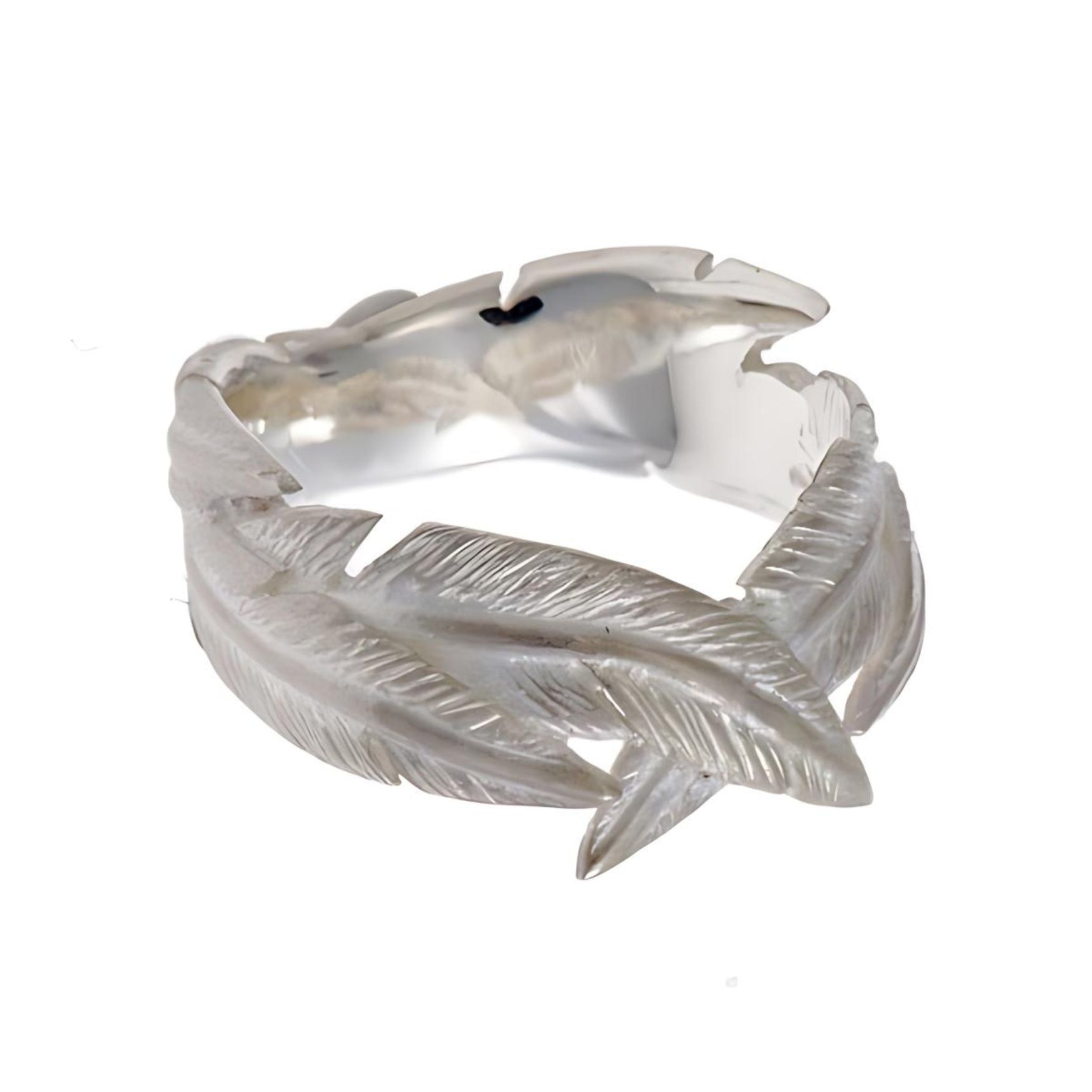 feather silver crossover ring