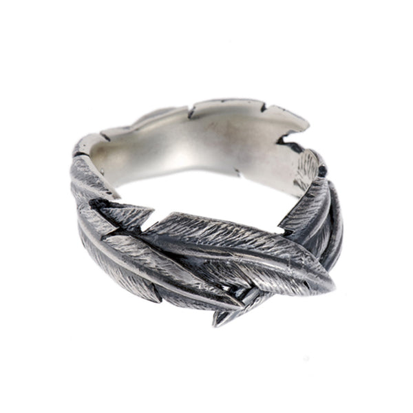 Feather Silver Crossover Ring