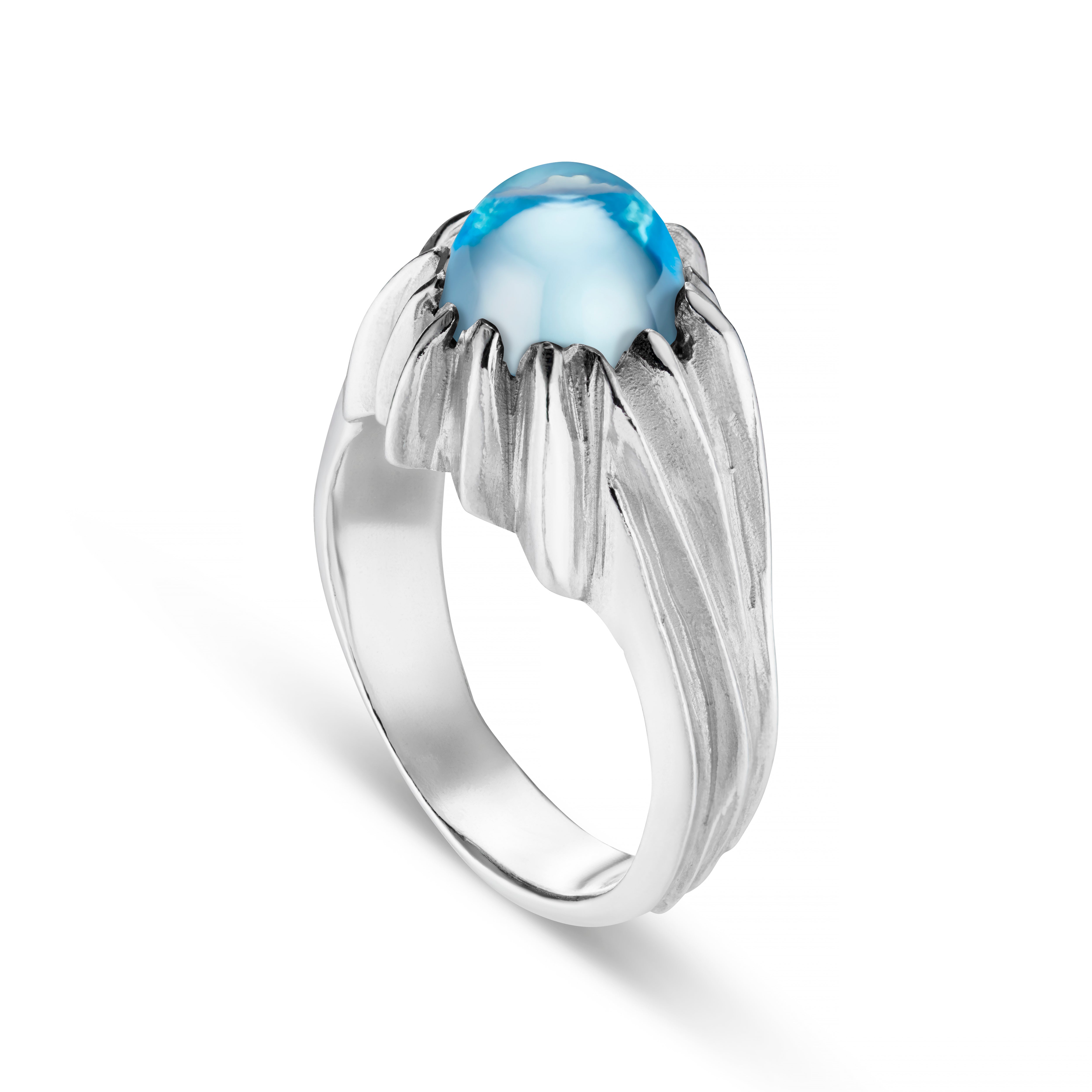 Forest Silver Round Gemstone Ring