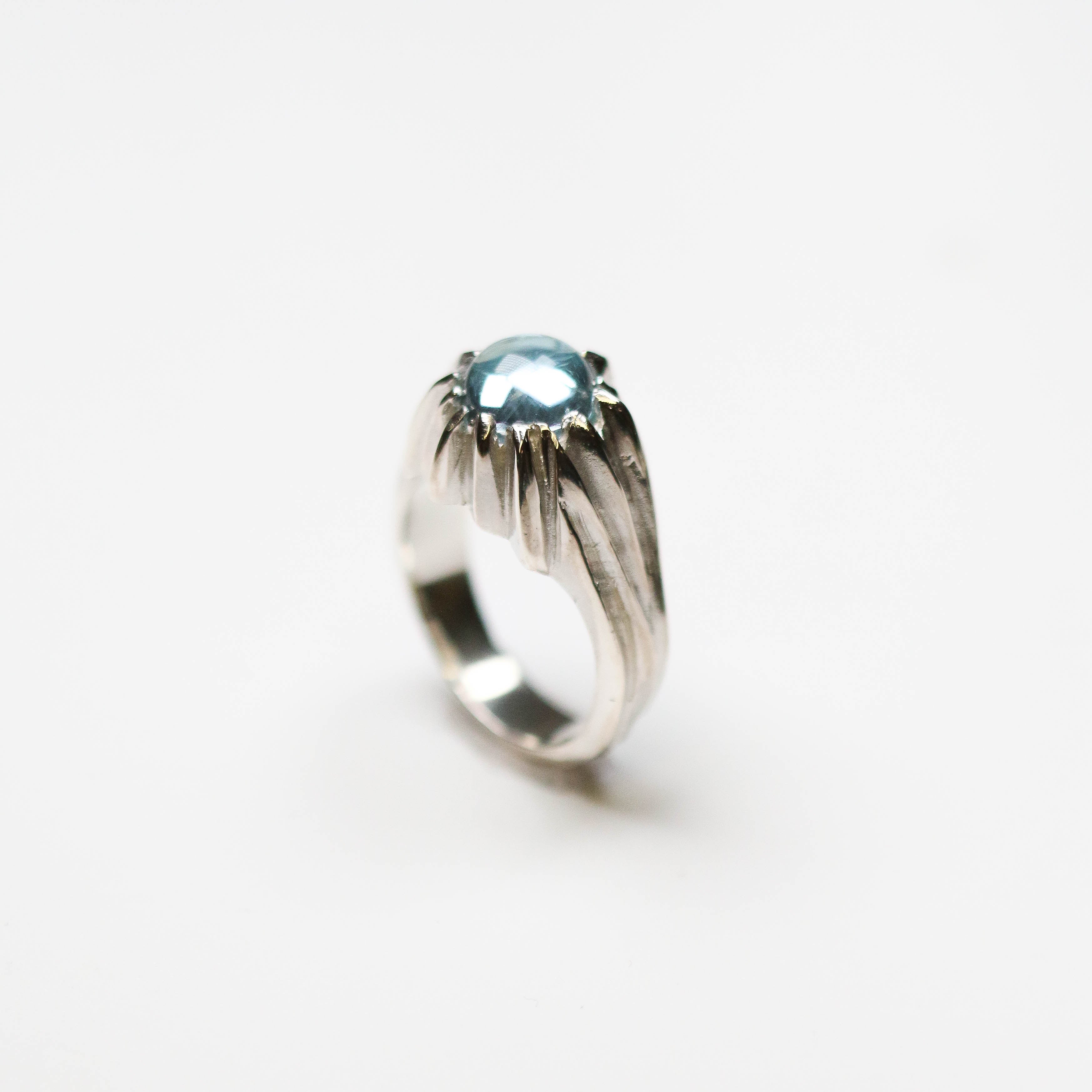 Forest Silver Round Gemstone Ring