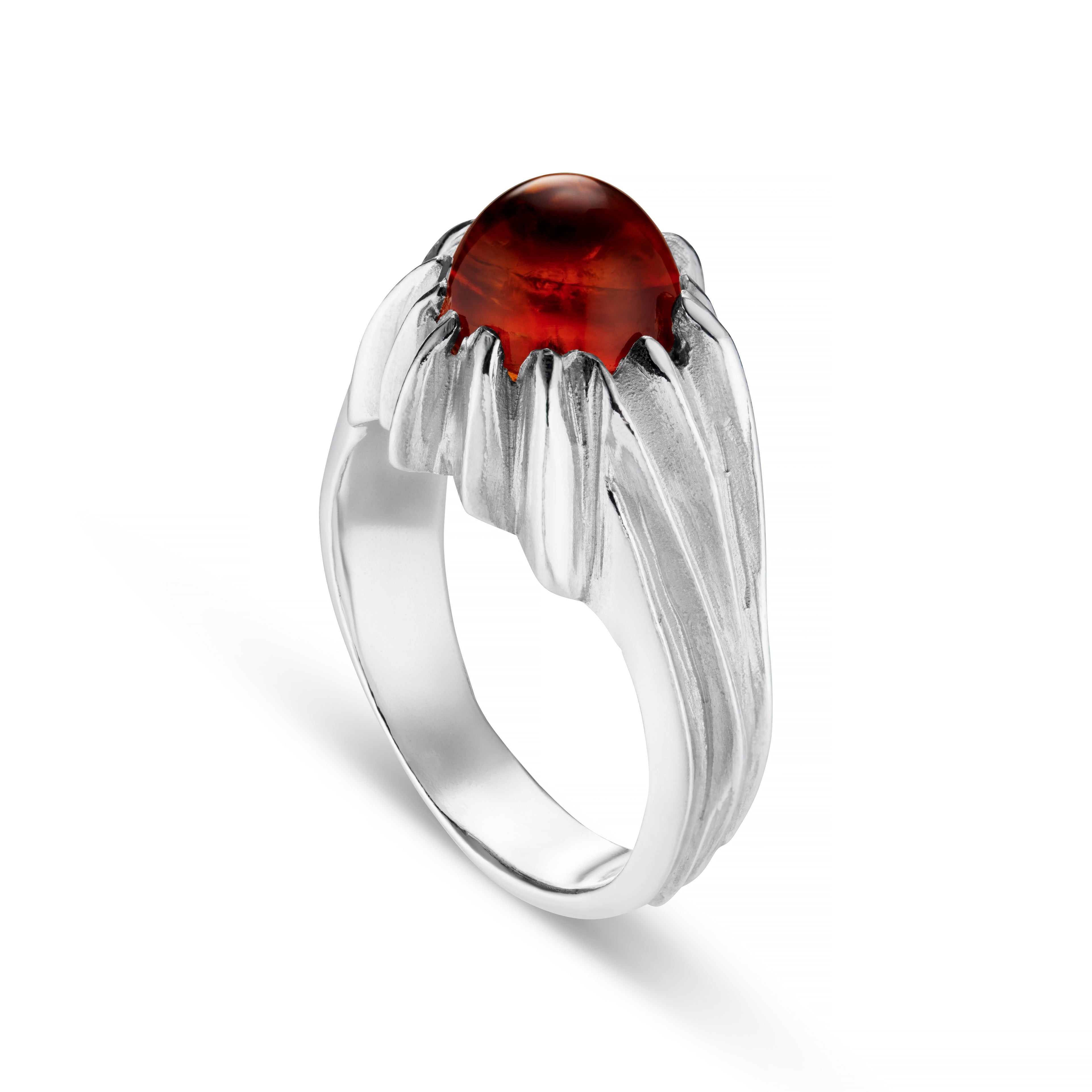 Forest Silver Round Gemstone Ring