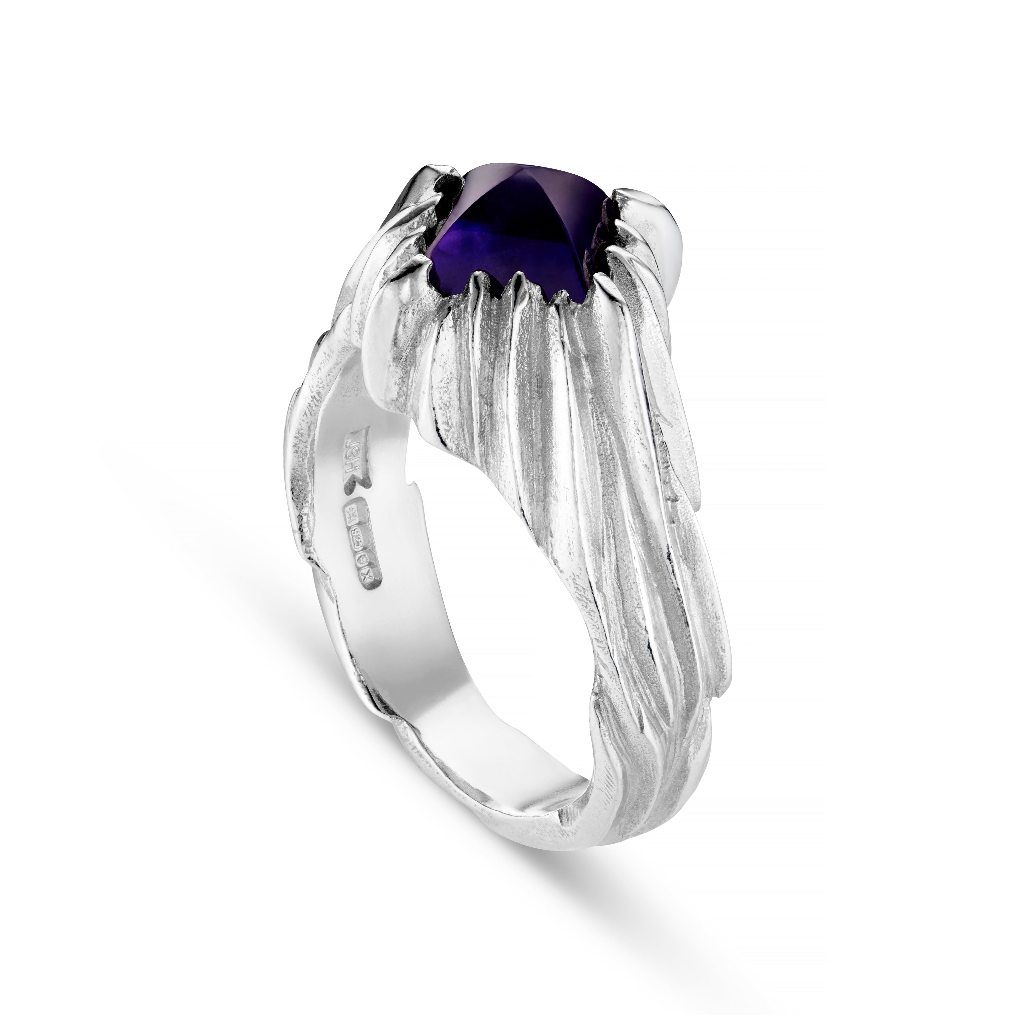 Forest Silver Square Gemstone Ring