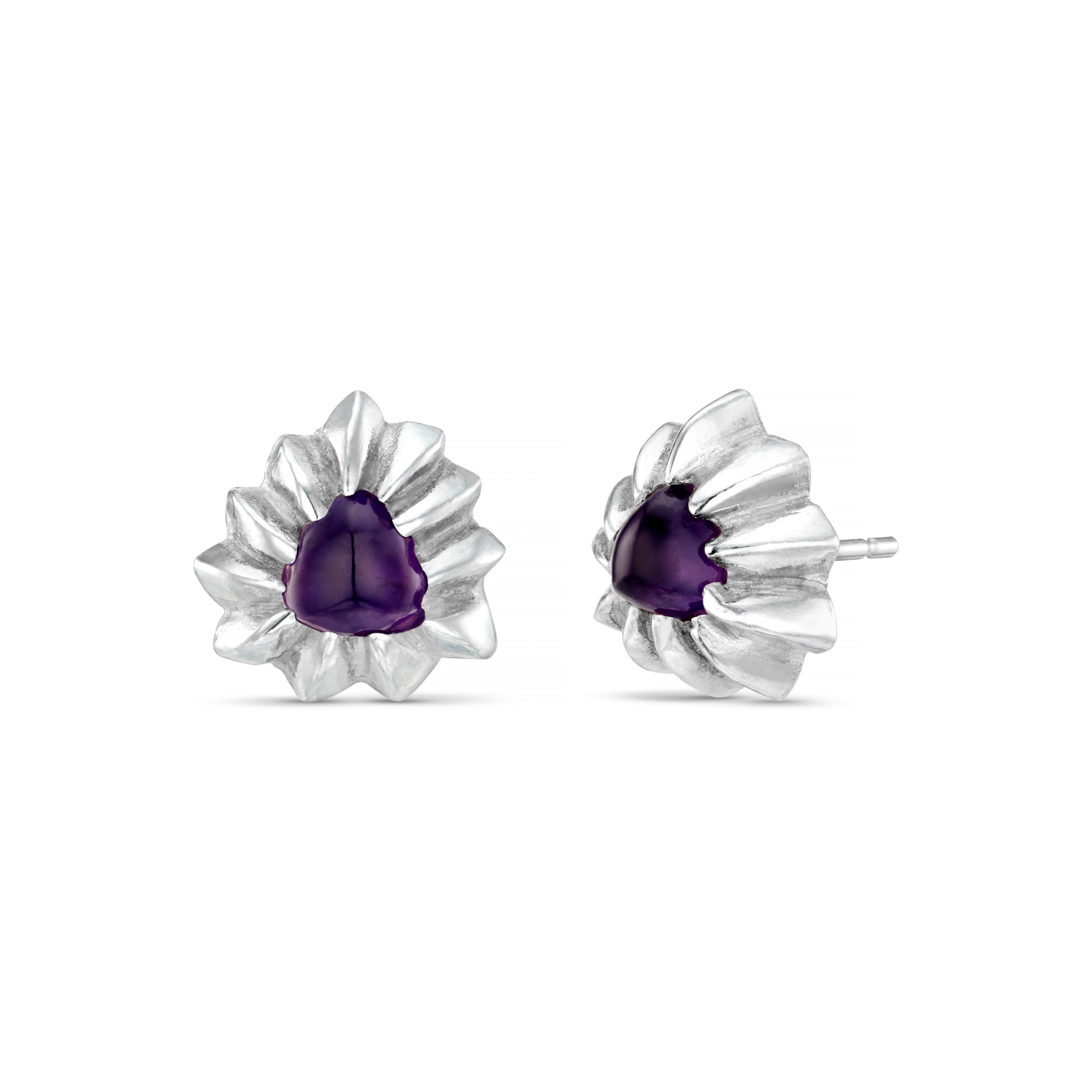 Forest Silver Gemstone Stud Earrings