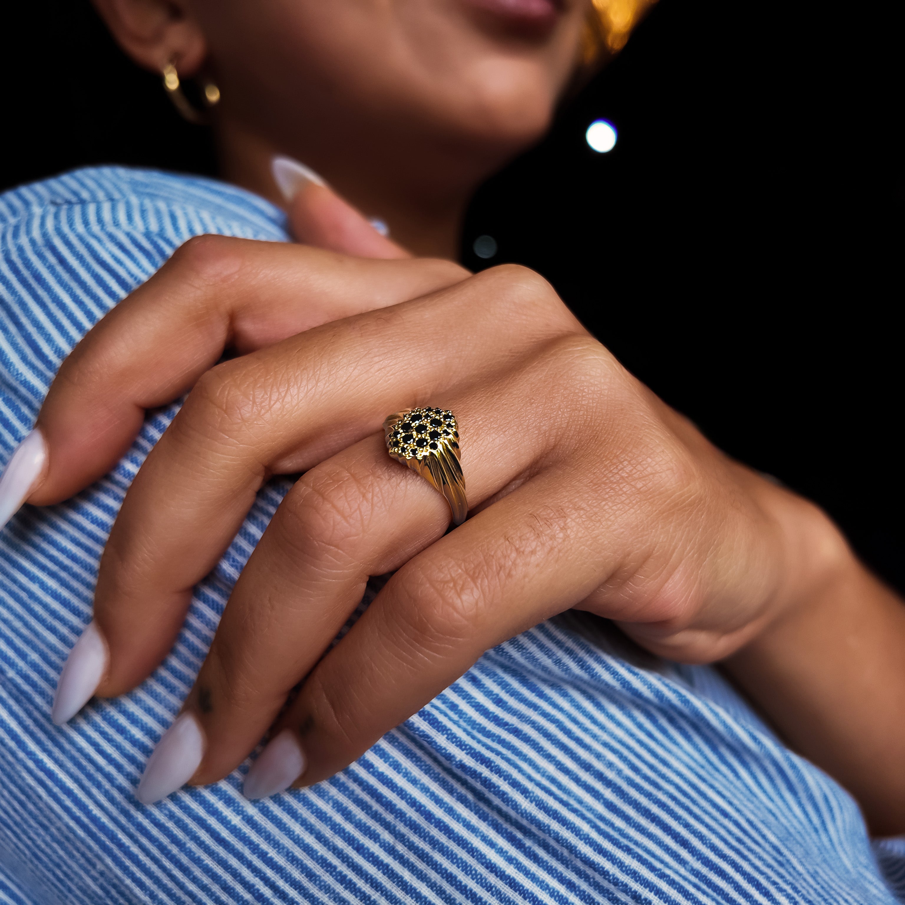 Forest 18ct Yellow Gold Black Diamond Ring