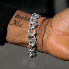 Carved Silver Heavy Link Bracelet