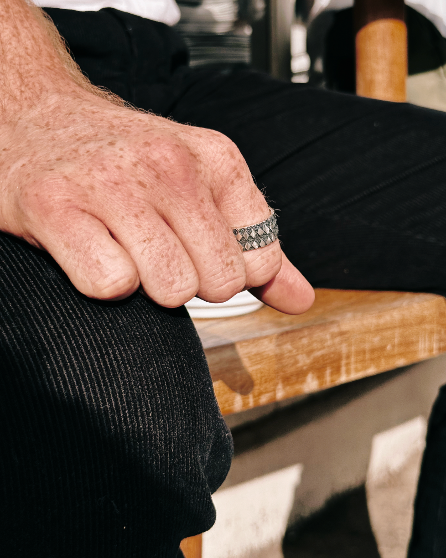Chequered Silver Square Ring