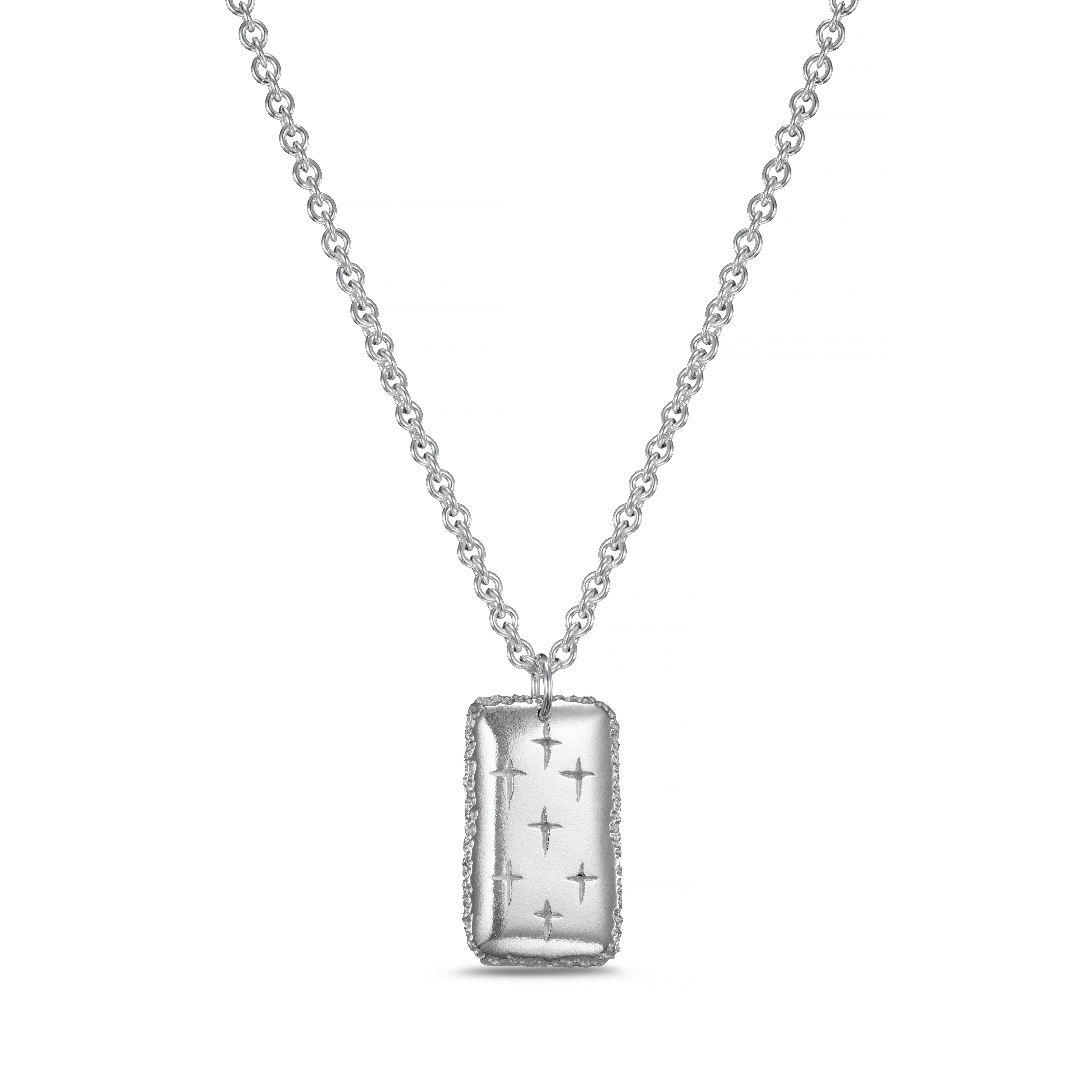 Trinity Large Silver Dog Tag Necklace