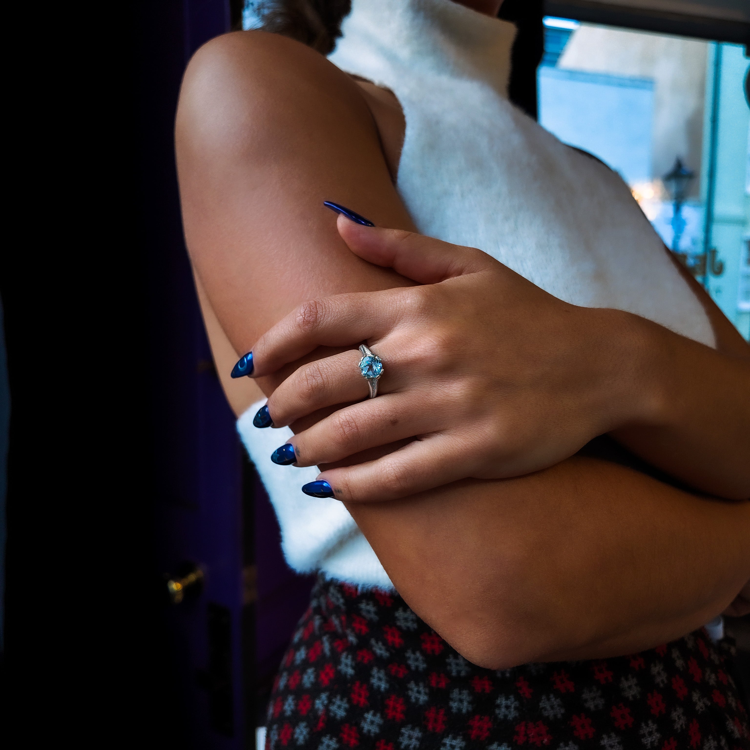 Libertine Silver Round Gemstone Ring