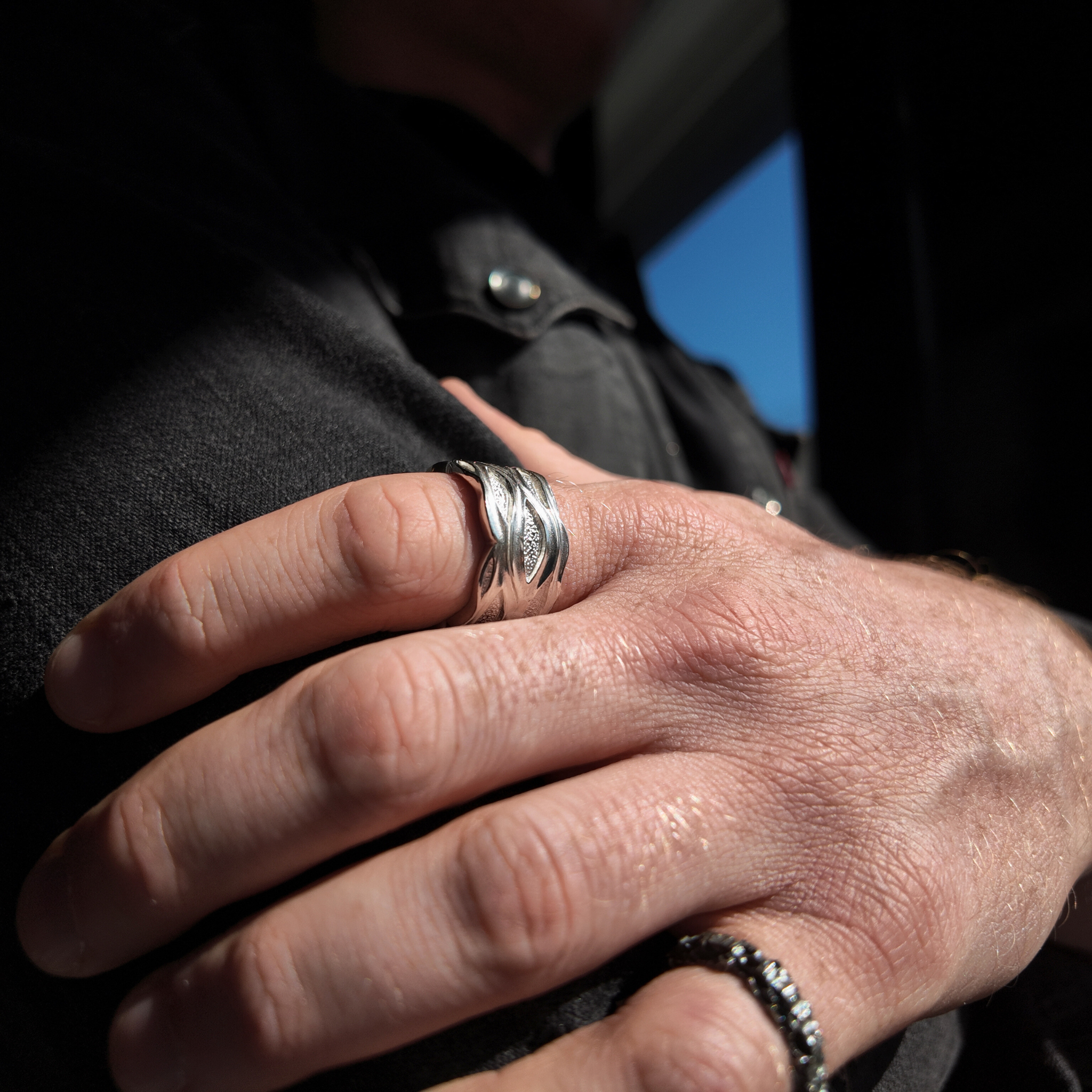 Libertine 13mm silver ring polished finish on hand